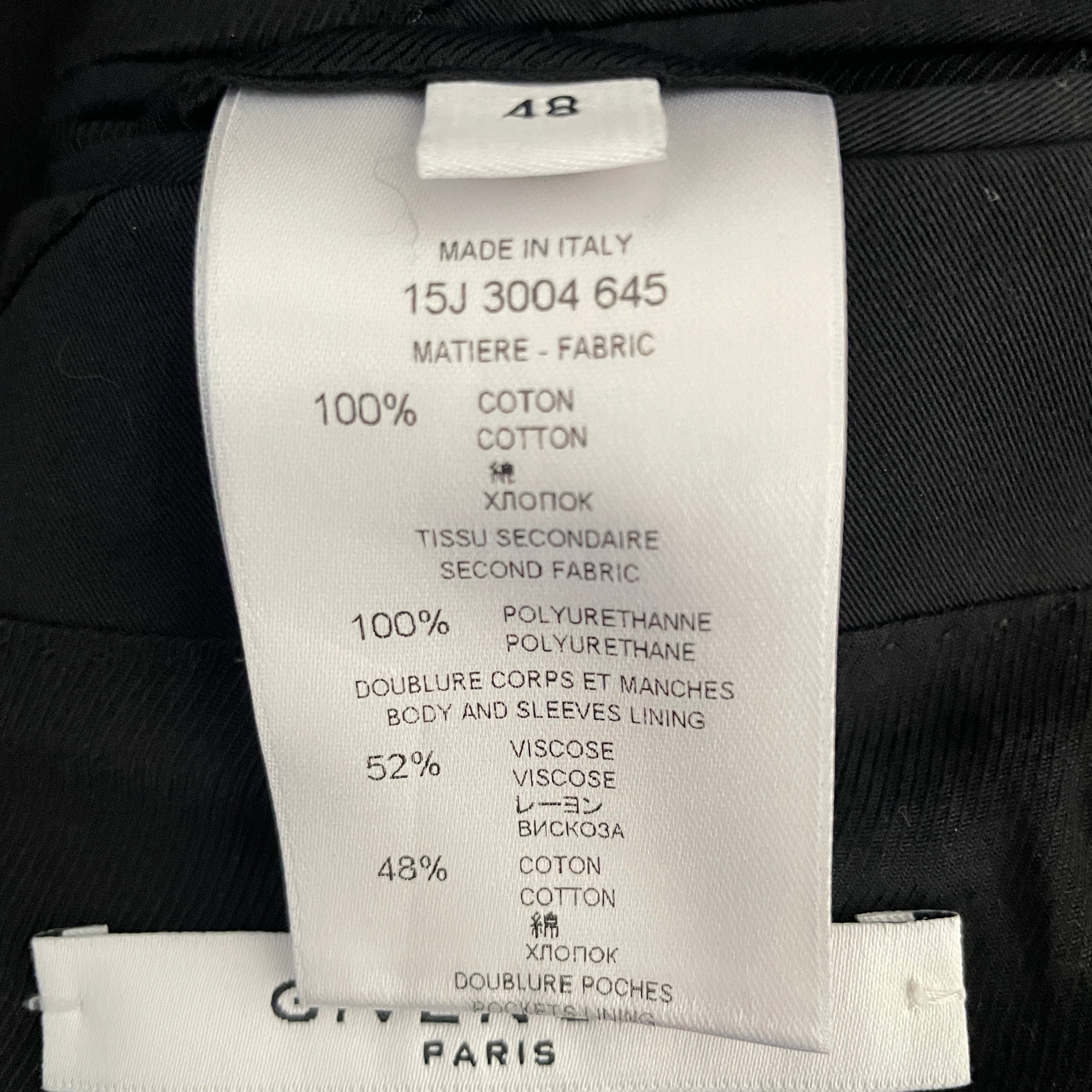 GIVENCHY/Tailored Jkt/Cotton/BLK/Runway Tailored Black Details view 4