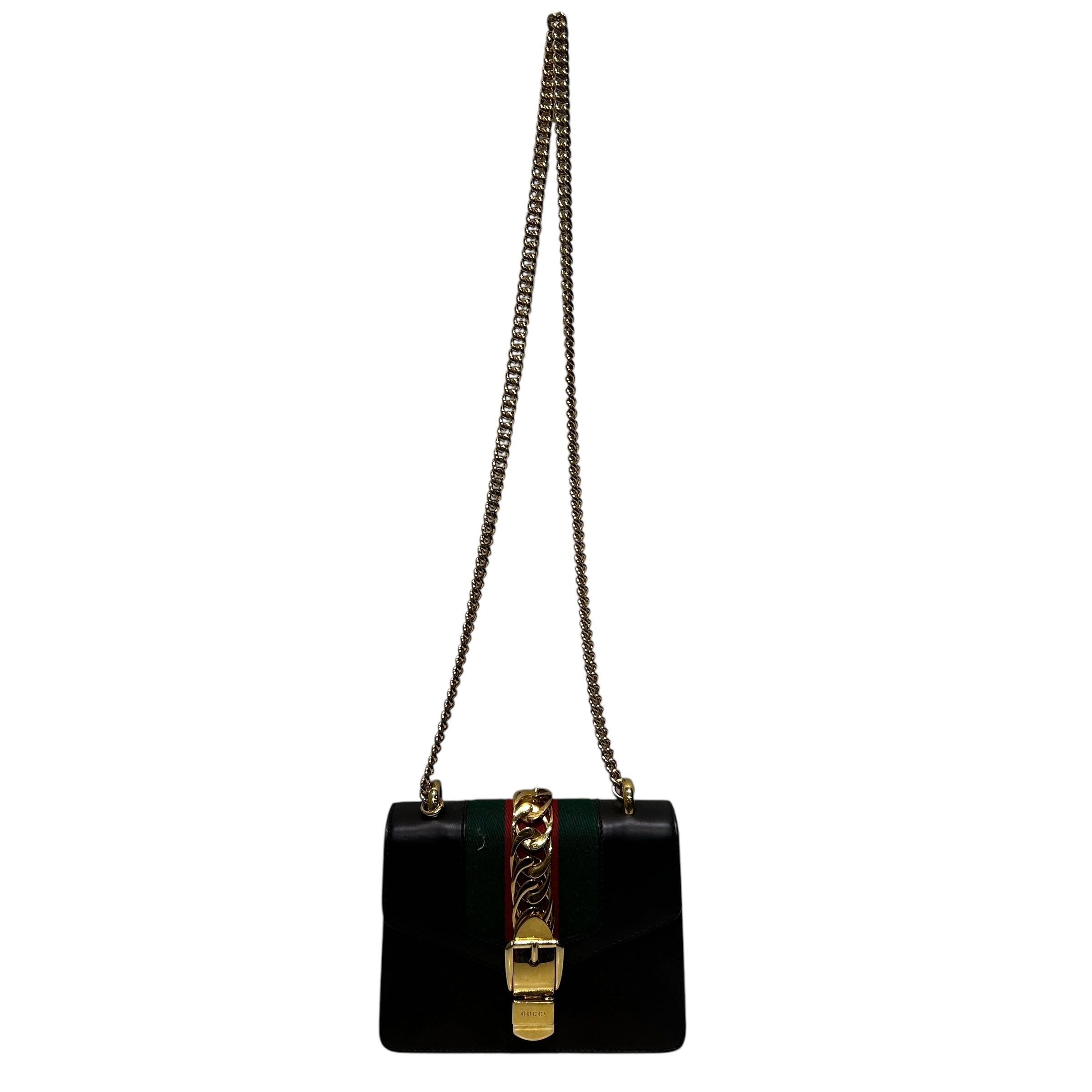 GUCCI/Cross Body Bag/S/Leather/BLK/QJ4DTDR/ GOLD CHAINS HARDWEAR view 1