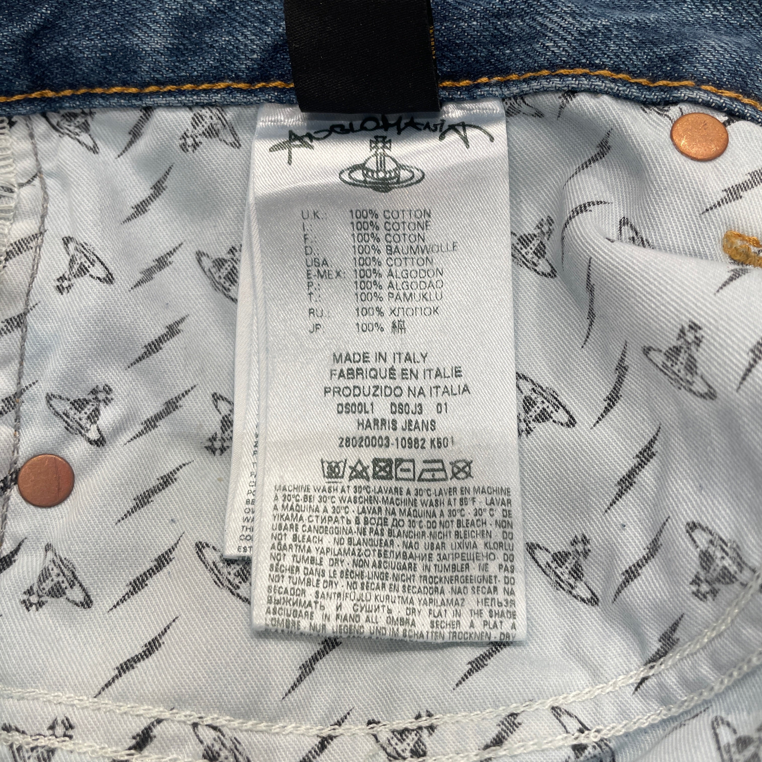 ANGLOMANIA/Vivienne Westwood/Straight Pants/34/Cotton/BLU/Graphic/RED +5 DEGREES SPLATTER BLEACH view 4