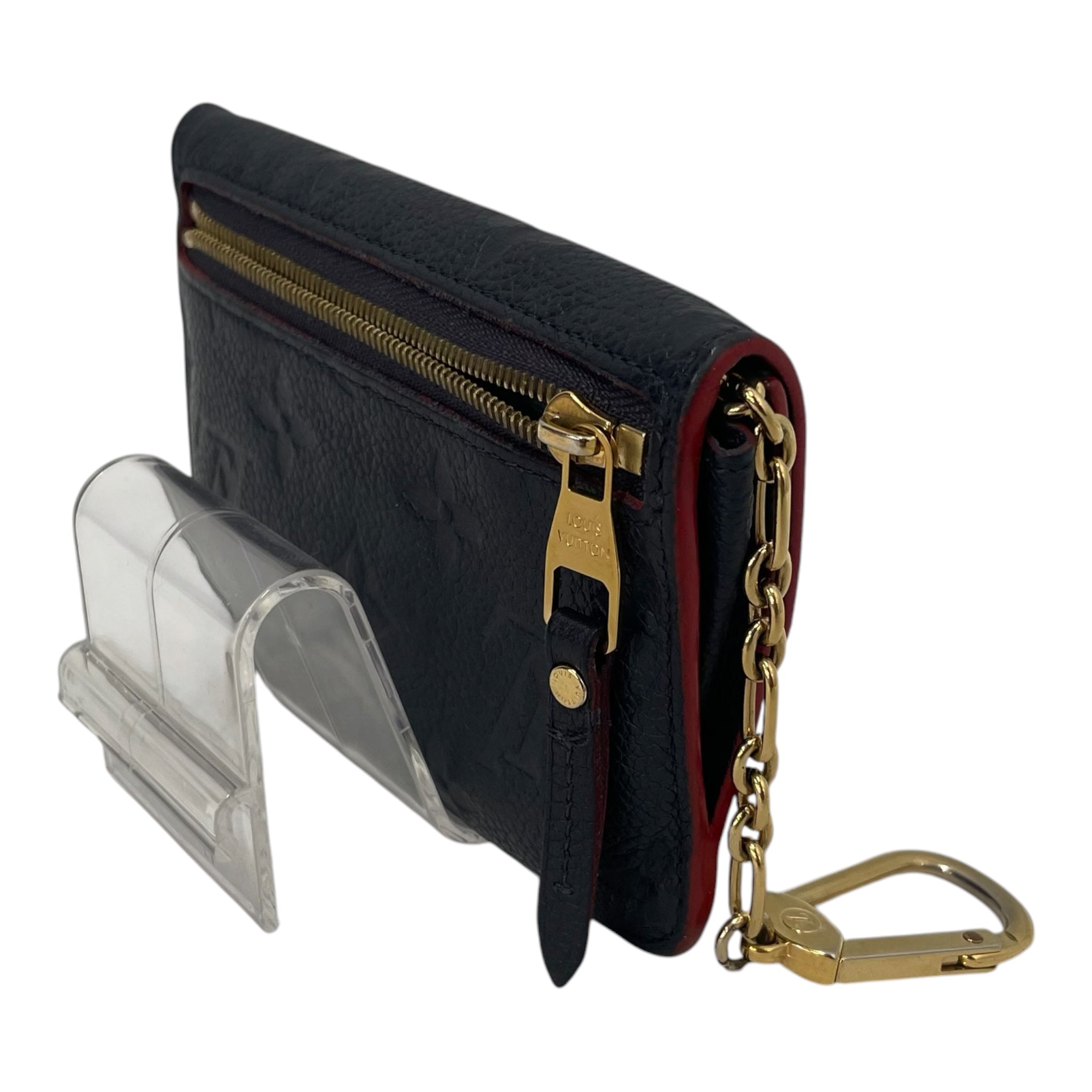 LOUIS VUITTON/Wallet/Hombre Check/Leather/NVY/L's/Gold hardware view 2