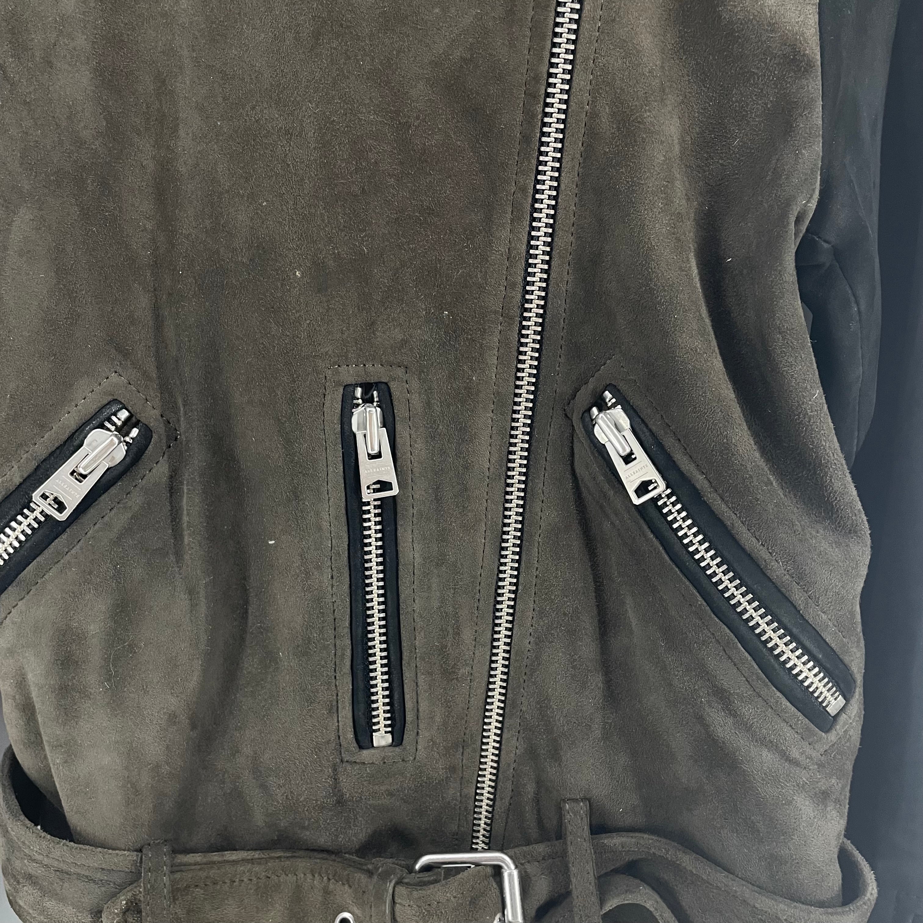 ALLSAINTS/Leather Jkt/2/Suede/BRW/BLK SLEEVES view 3