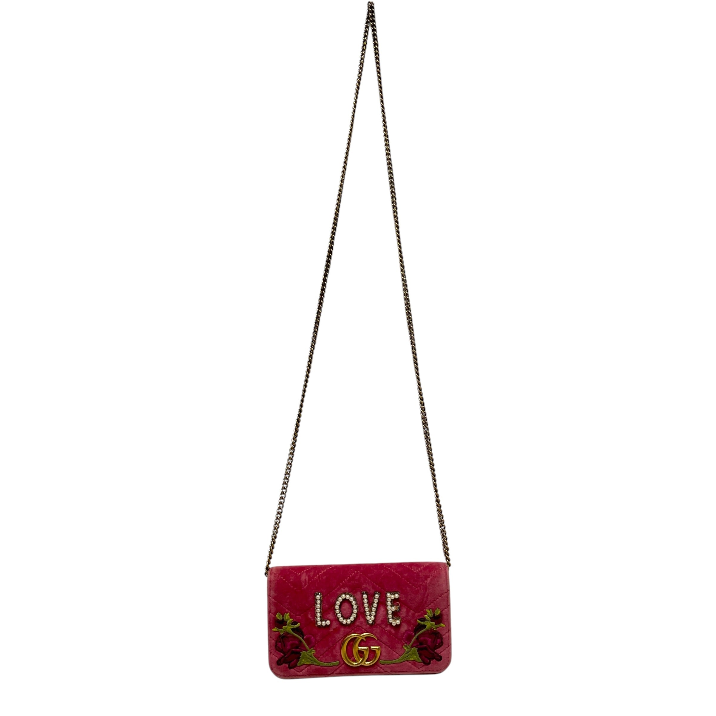 GUCCI/Cross Body Bag/Floral Pattern/Suede/PNK/GG Marmont Matelasse Love Bag view 1