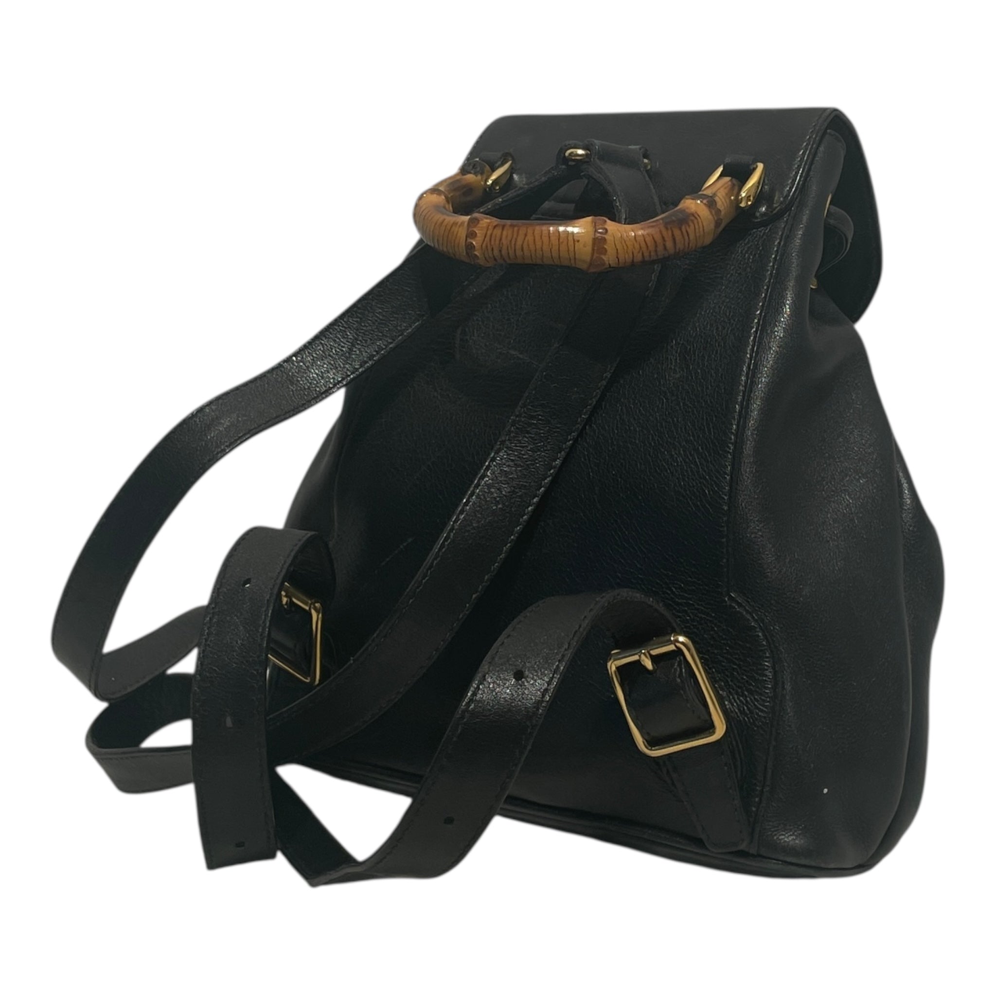 GUCCI/Backpack/S/Leather/BLK/GUCCI BAMBOO LEATHER view 3