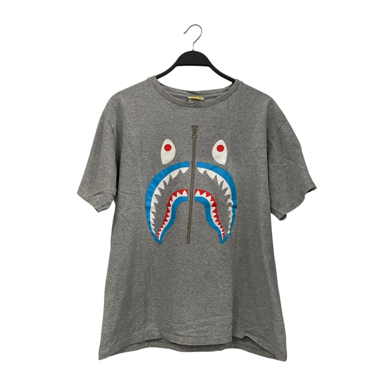 A BATHING APE/T-Shirt/XL/Cotton/GRY/Shark Face Zipper Graphic
