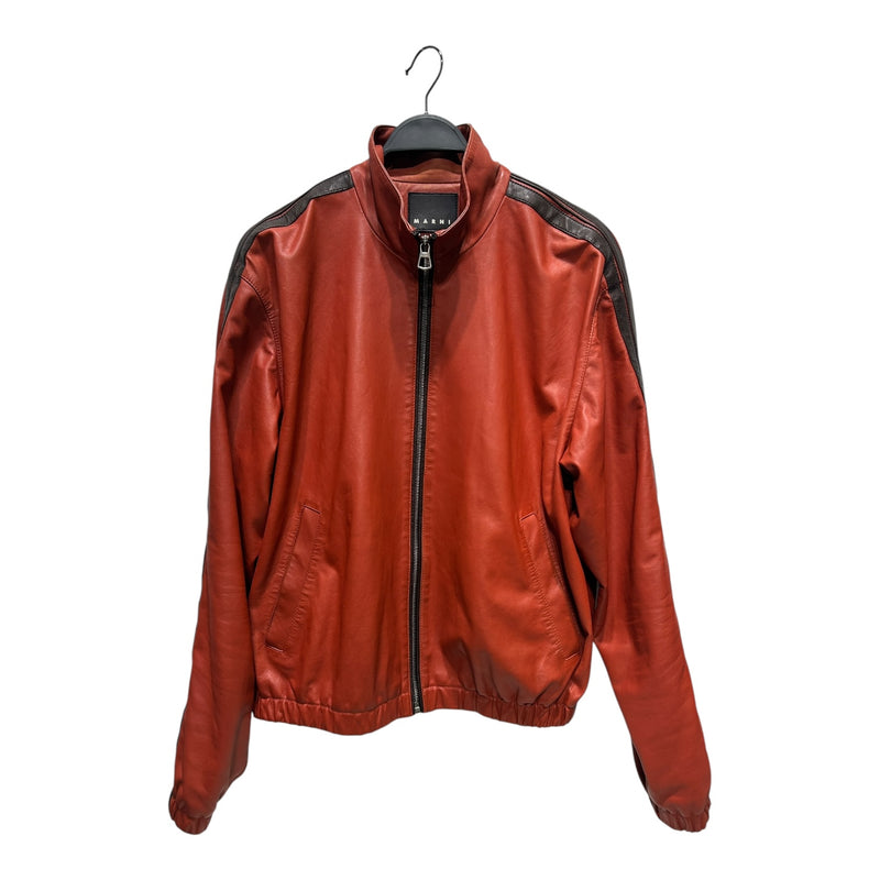 MARNI/Leather Jkt/50/Leather/ORN/BURNT ORNG BRW STRIPE SHOULDER