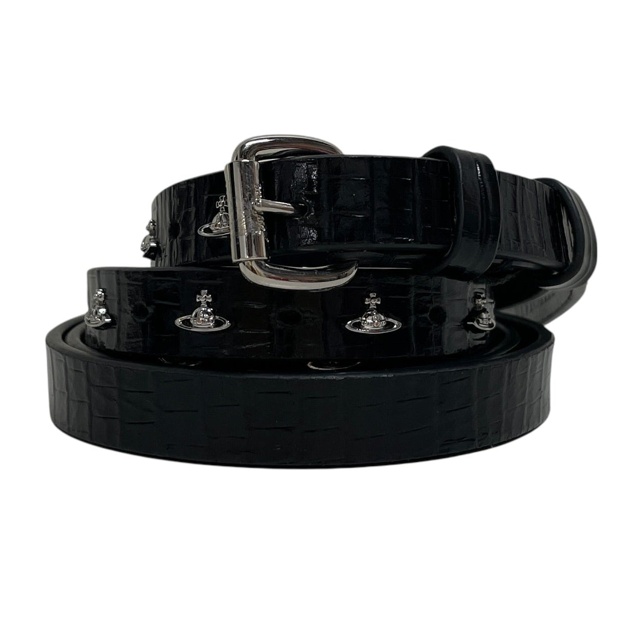 Vivienne Westwood/Belt/Leather/BLK/SMALL LOGOS THIN BELT view 1