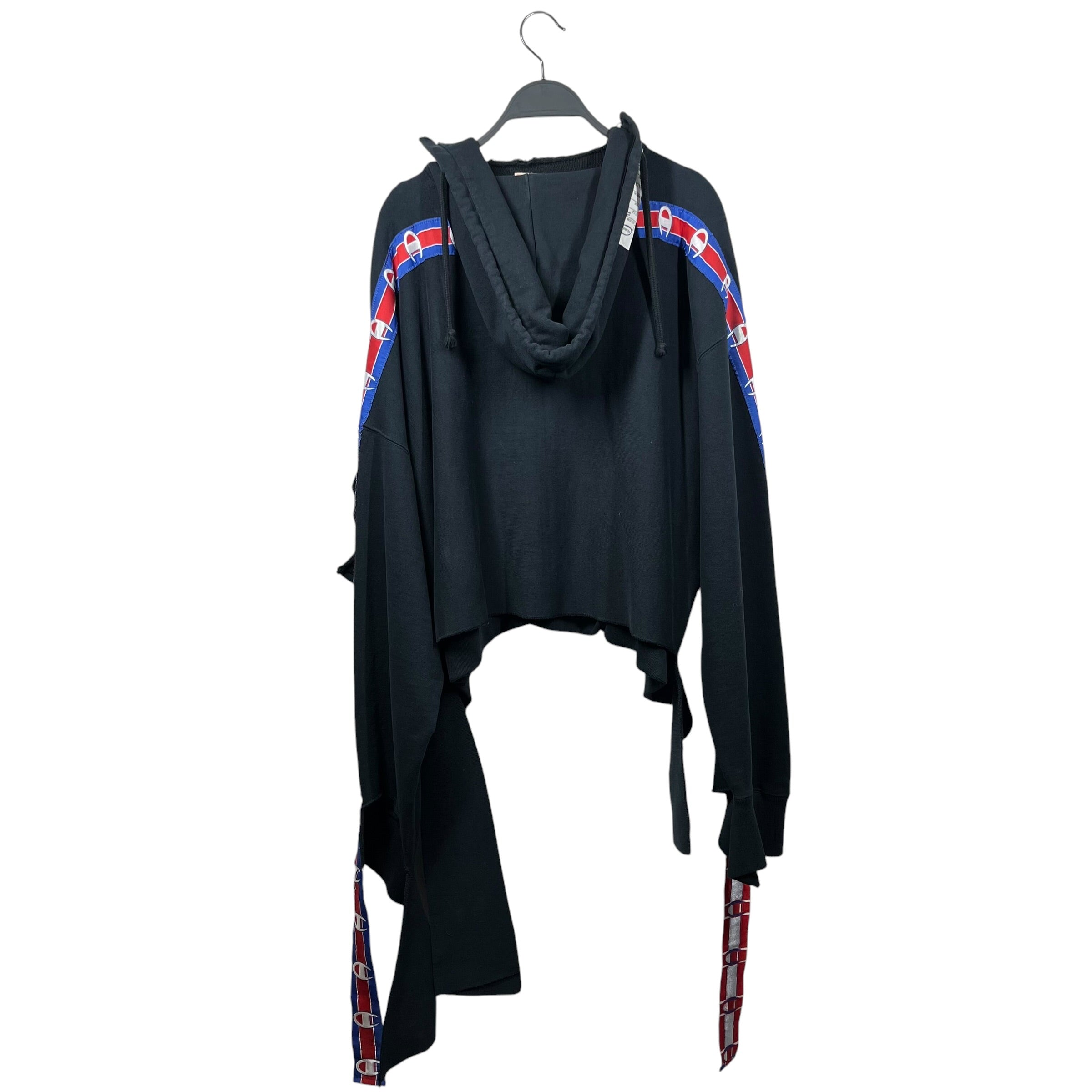 VETEMENTS/Champion/Hoodie/XS/Cotton/BLK/Oversize/Thrashed collab hoodie view 2