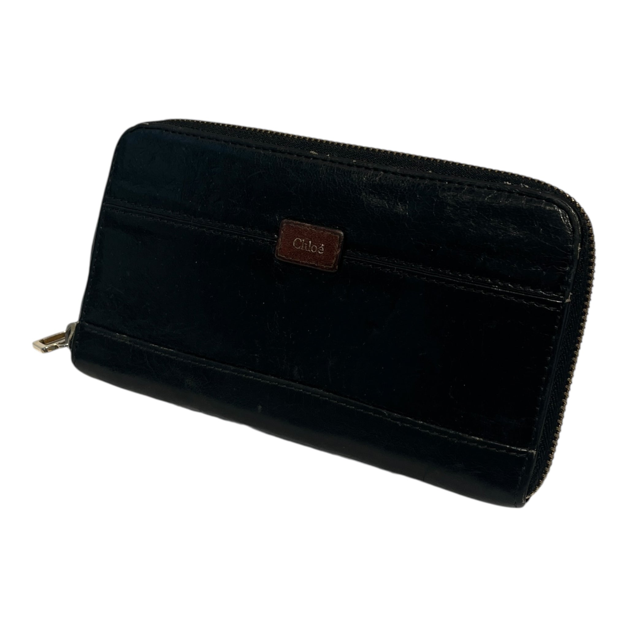 Chloe/Long Wallet/Leather/BLK/BROWN LEATHER PATCH view 1