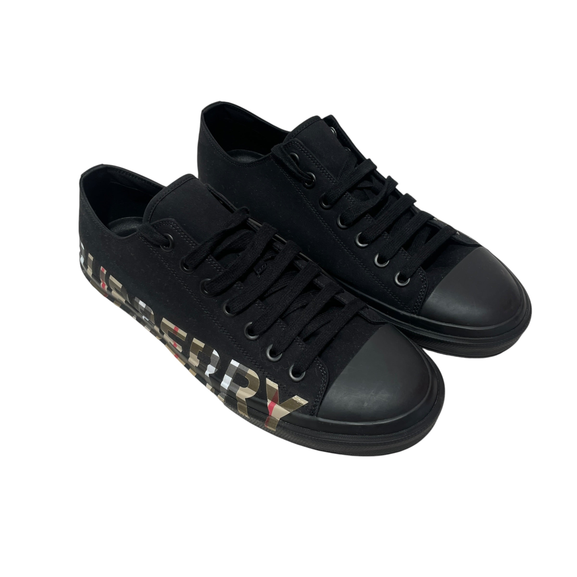 BURBERRY LONDON/Low-Sneakers/US 12/Cotton/BLK/larkhall logo view 1