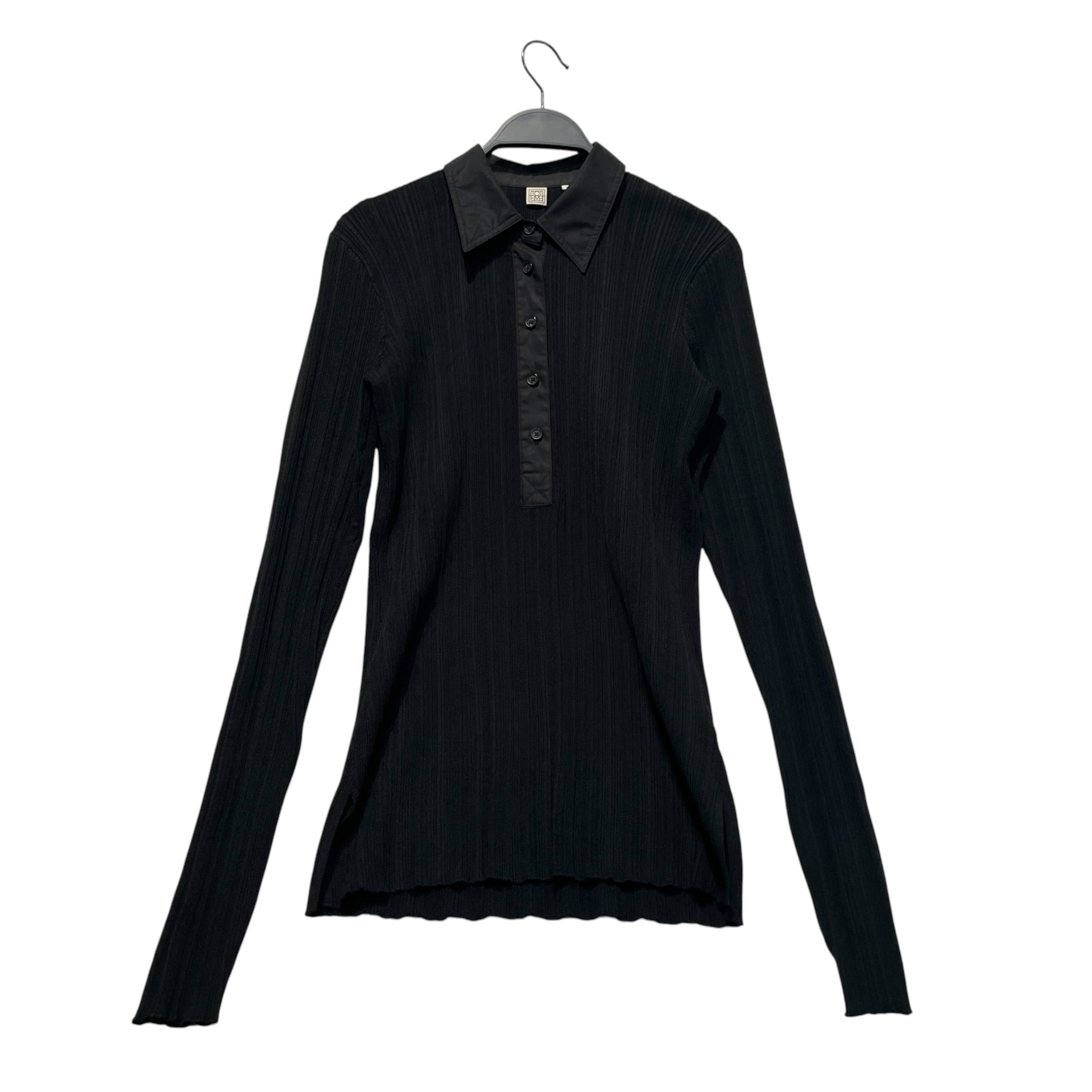 TOTEME/LS Blouse/M/Cotton/BLK/Pleated Button Up view 1