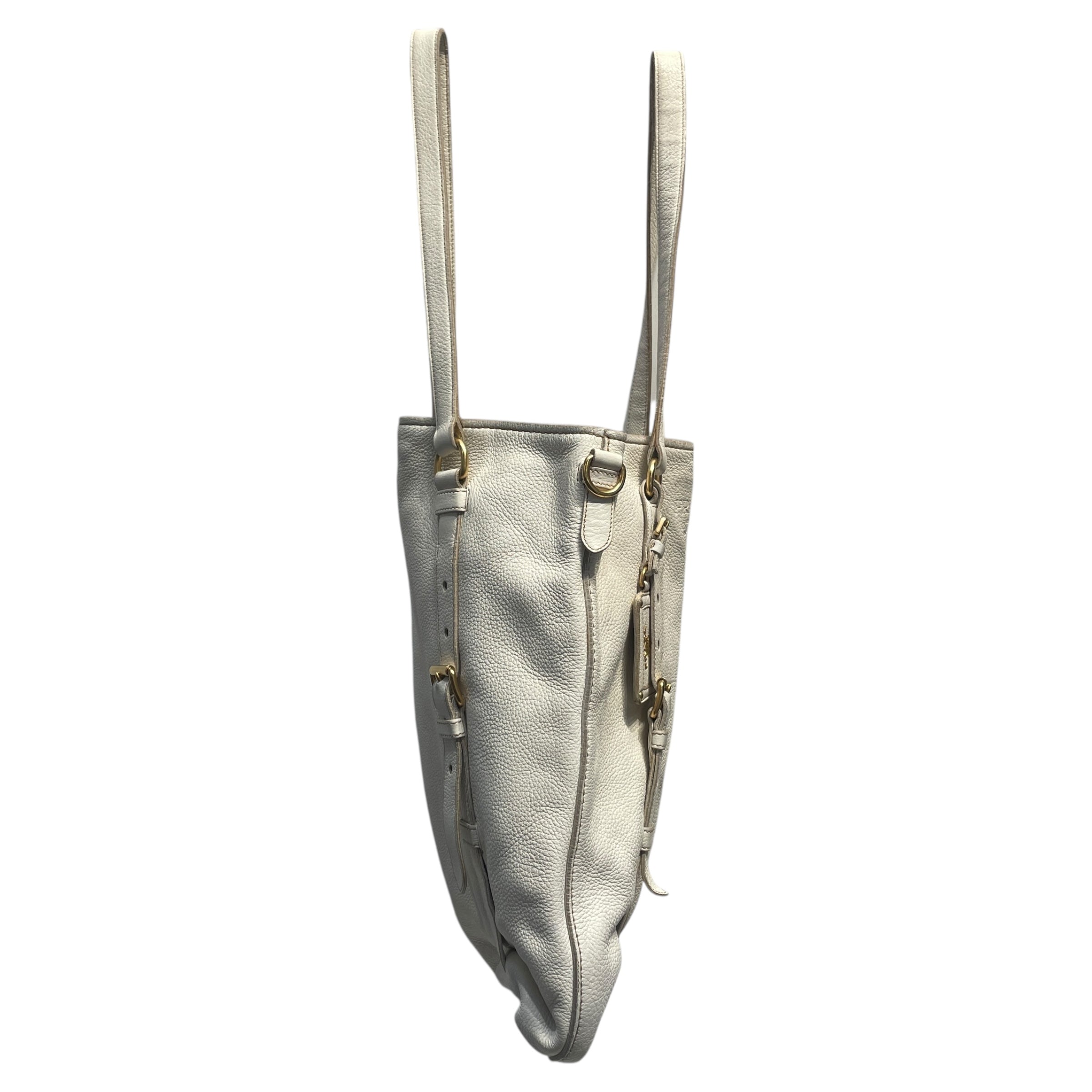 PRADA/Hand Bag/OS/Leather/WHT/Belted Shoulder bag view 3