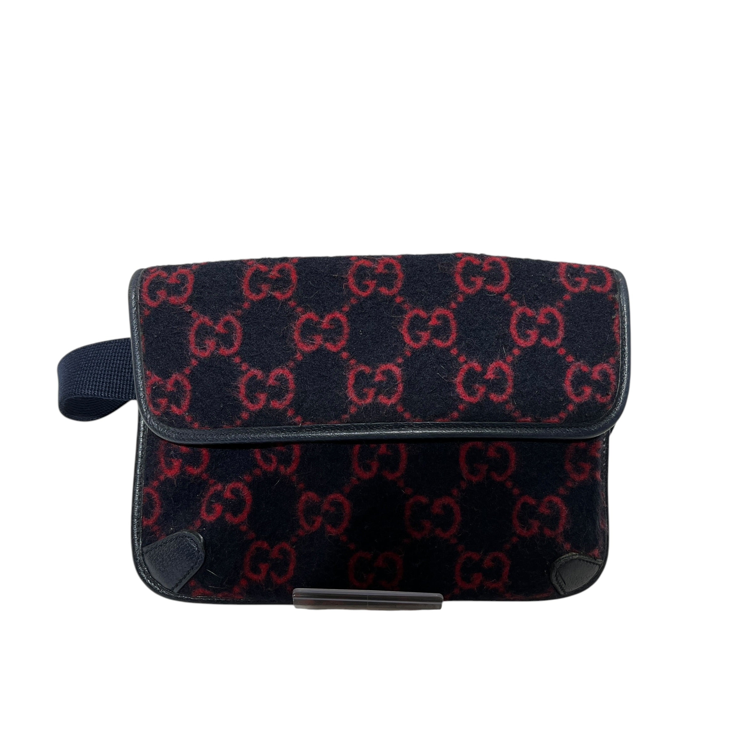 GUCCI/Fanny Pack/Monogram/Wool/BLK/red monogram gg view 1