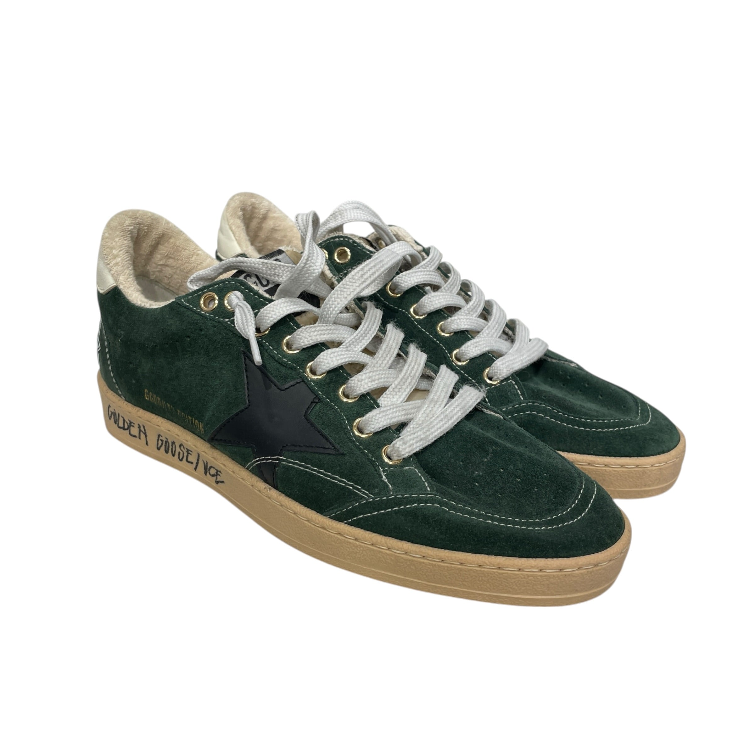GOLDEN GOOSE/Low-Sneakers/EU 41/Leather/GRN/BLACK STAR SUEDE WHT LOGO HEEL view 1