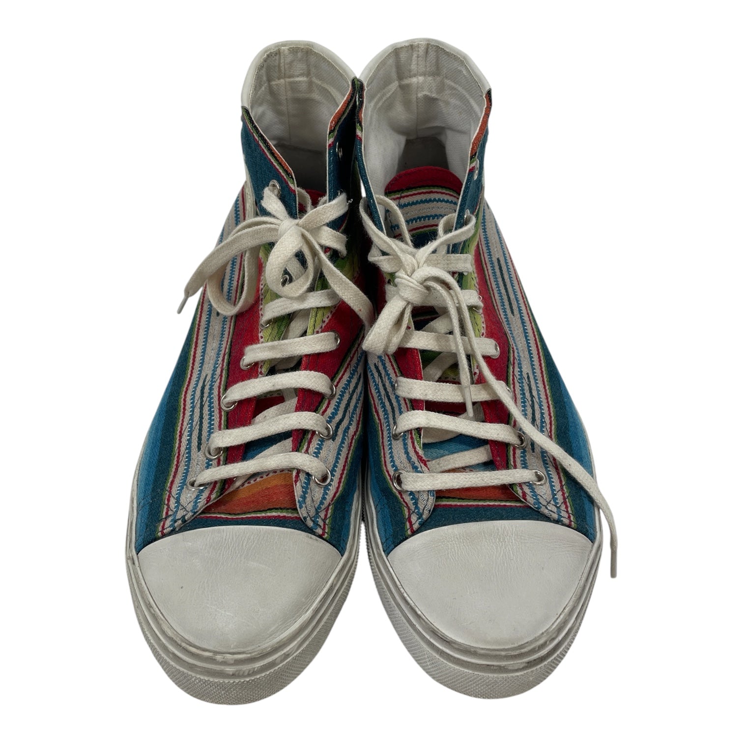 SAINT LAURENT/Hi-Sneakers/EU 42/Stripe/BLU/LEATHER TOE/RAINBOW STRIPES view 3