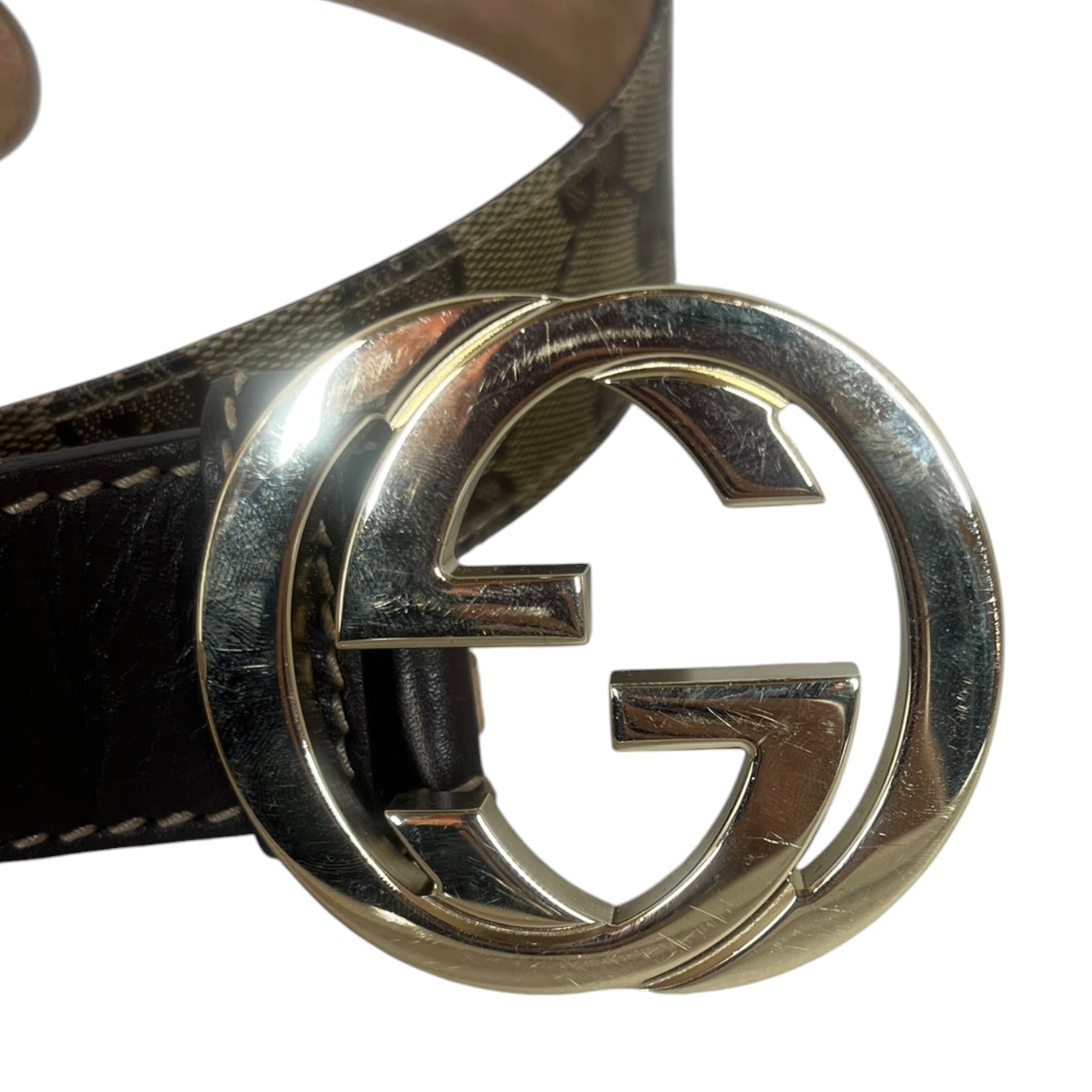 GUCCI/Belt/Monogram/Leather/KHK/M's/Monogram GG Belt view 3