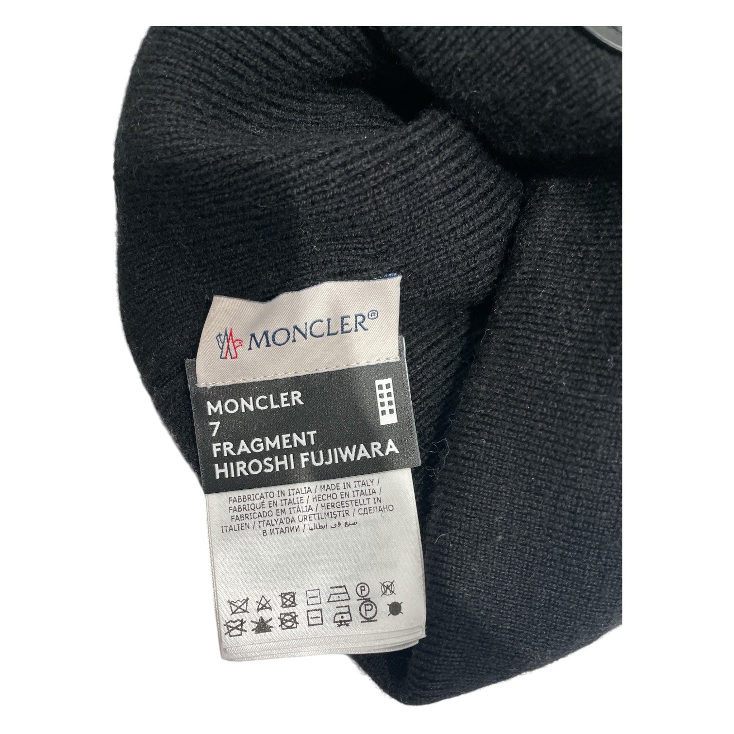 MONCLER/Beanie/OS/Wool/BLK/M's/Black Virgin Wool Knit Beanie view 3