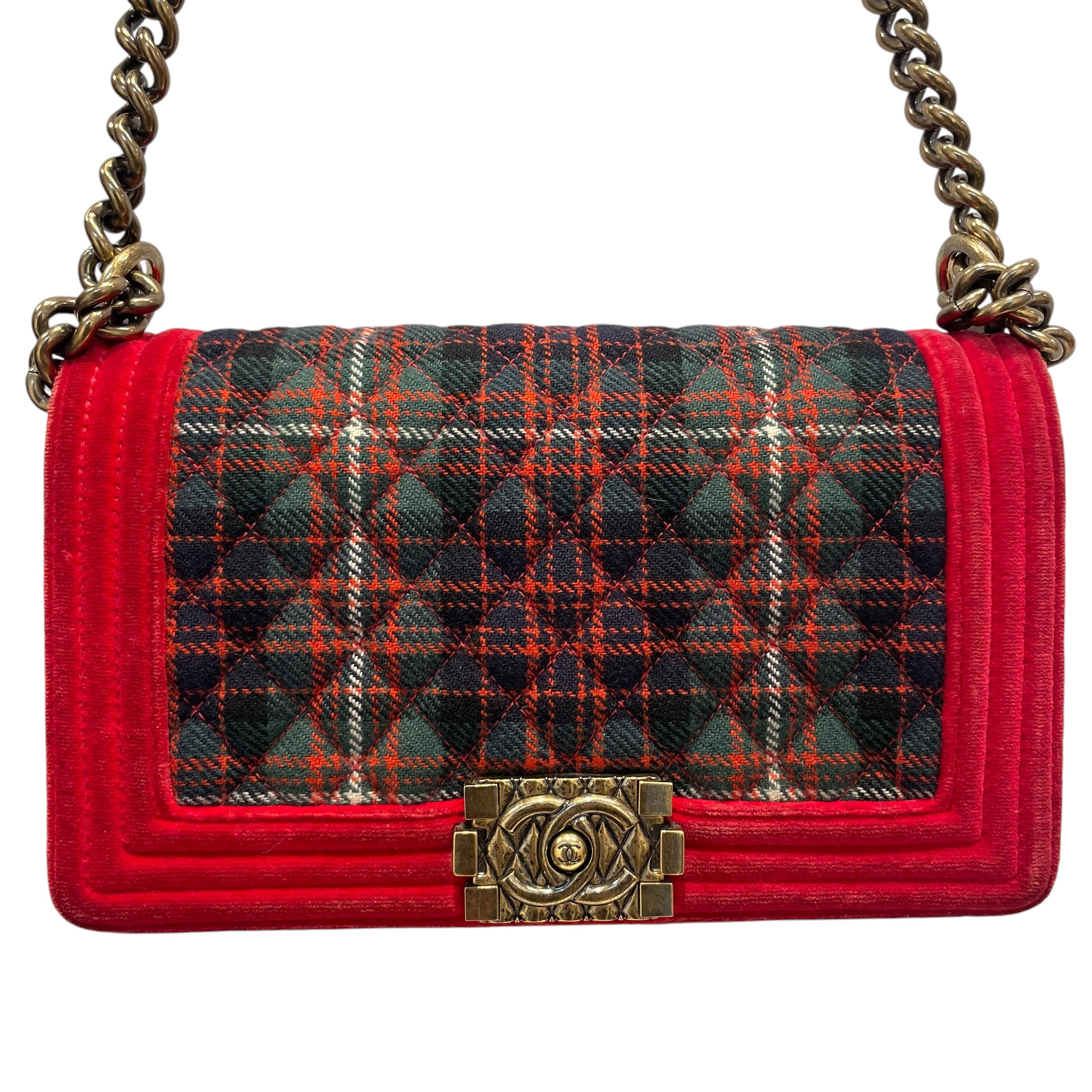 CHANEL/Hand Bag/Plaid/RED/Boy Bag Plaid view 3