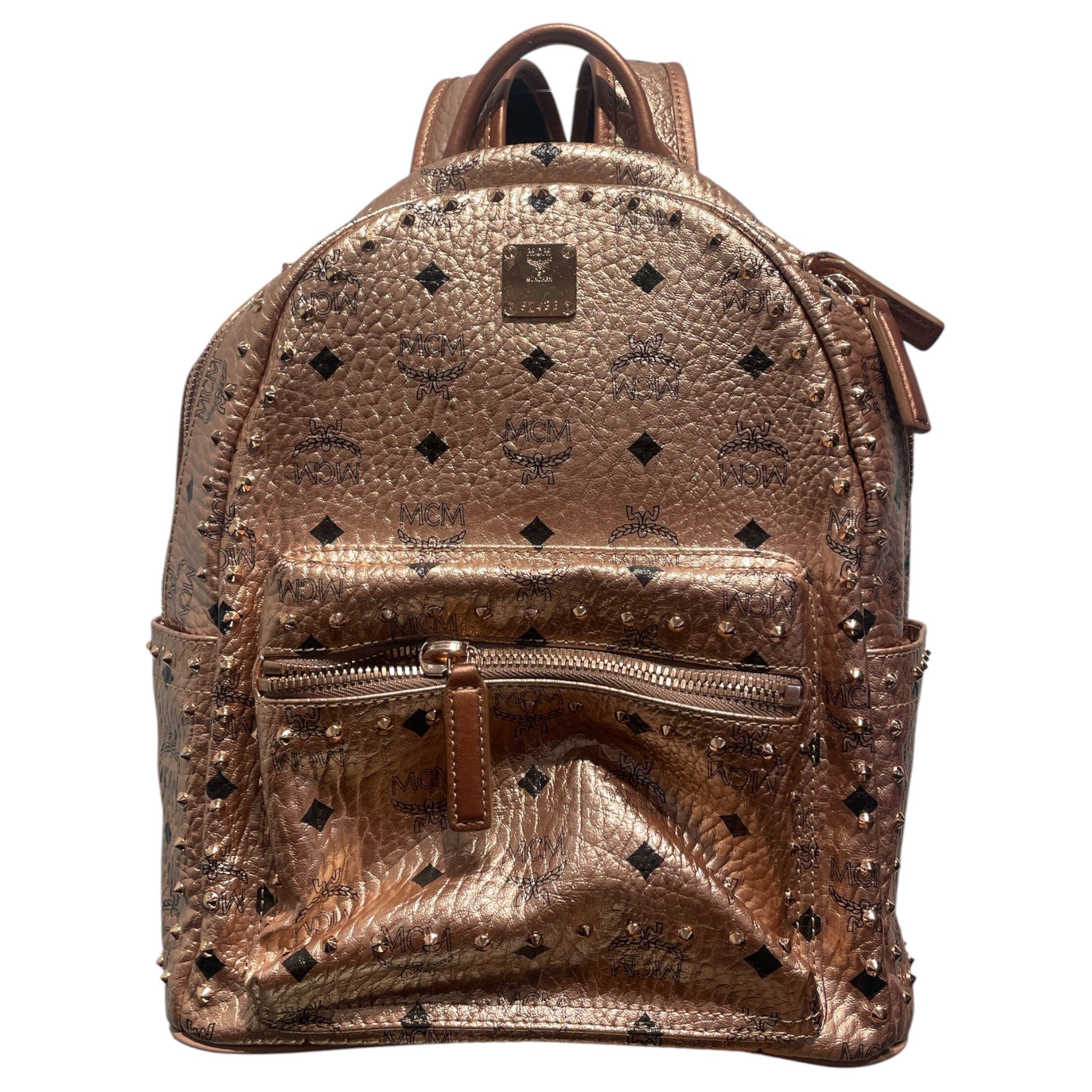 MCM/Backpack/Monogram/PNK/Metallic Visetos Studded Backp view 1