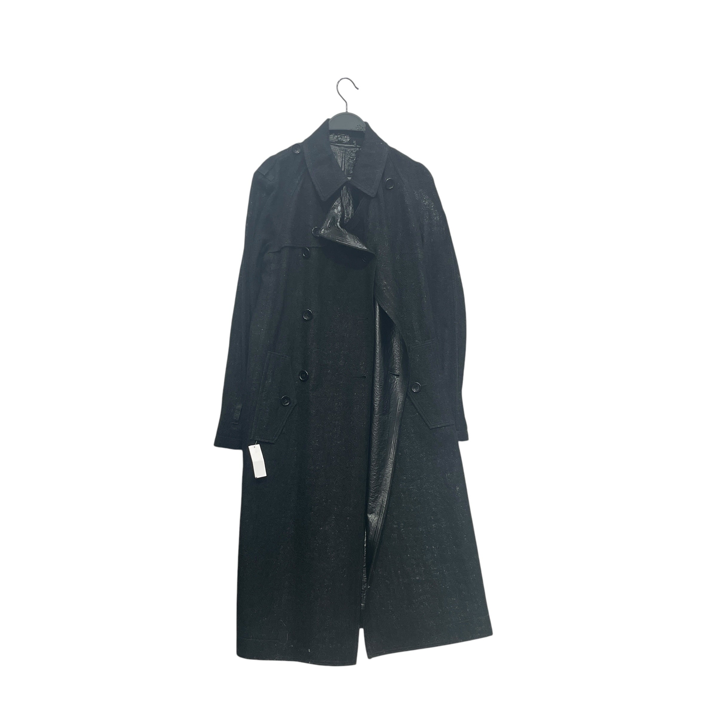 JUNYA WATANABE COMME des GARCONS/Trench Coat/M/Wool/BLK/REVERSIBLE TRENCH COAT view 1