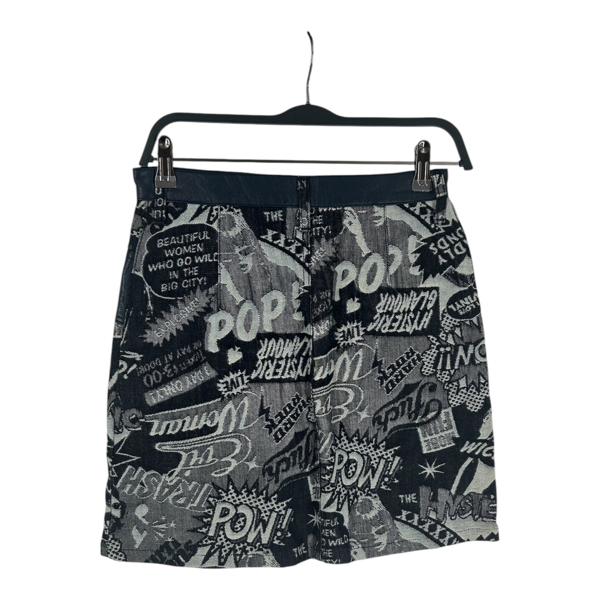 HYSTERIC GLAMOUR/Skirt/27/All Over Print/Denim/BLU/COMIC PRINT LEATHER POCKETS view 2