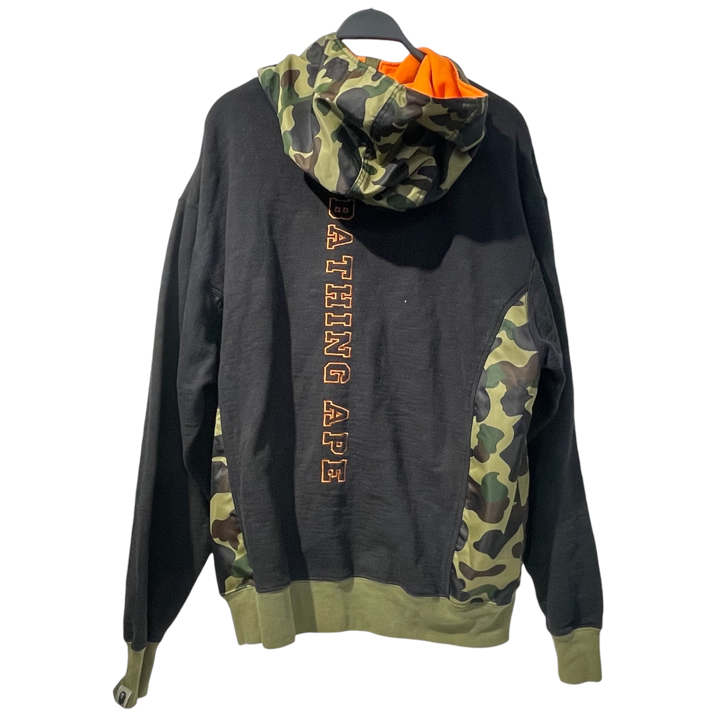 A BATHING APE/Zip Up Hoodie/XXL/Camouflage/Cotton/BLK/two material black hoodie view 2