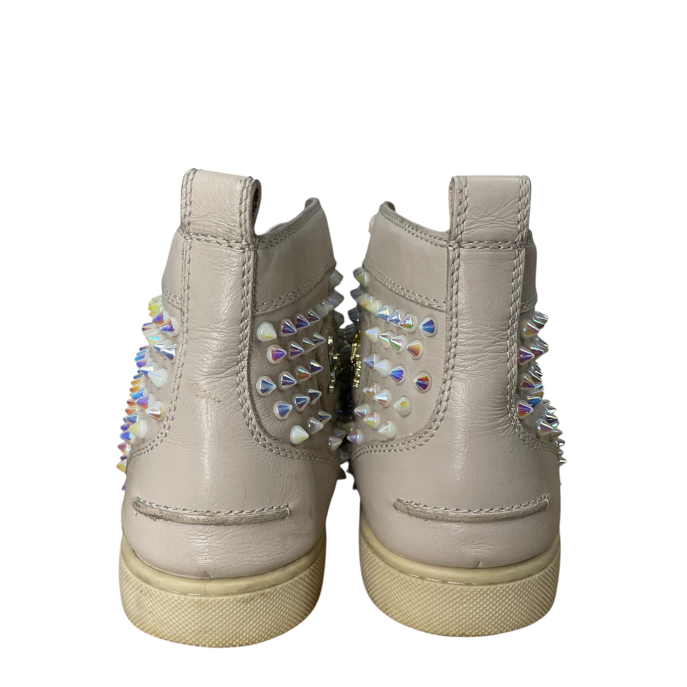 Christian Louboutin/Hi-Sneakers/EU 44/All Over Print/Leather/BEG/opal spikes all over view 3