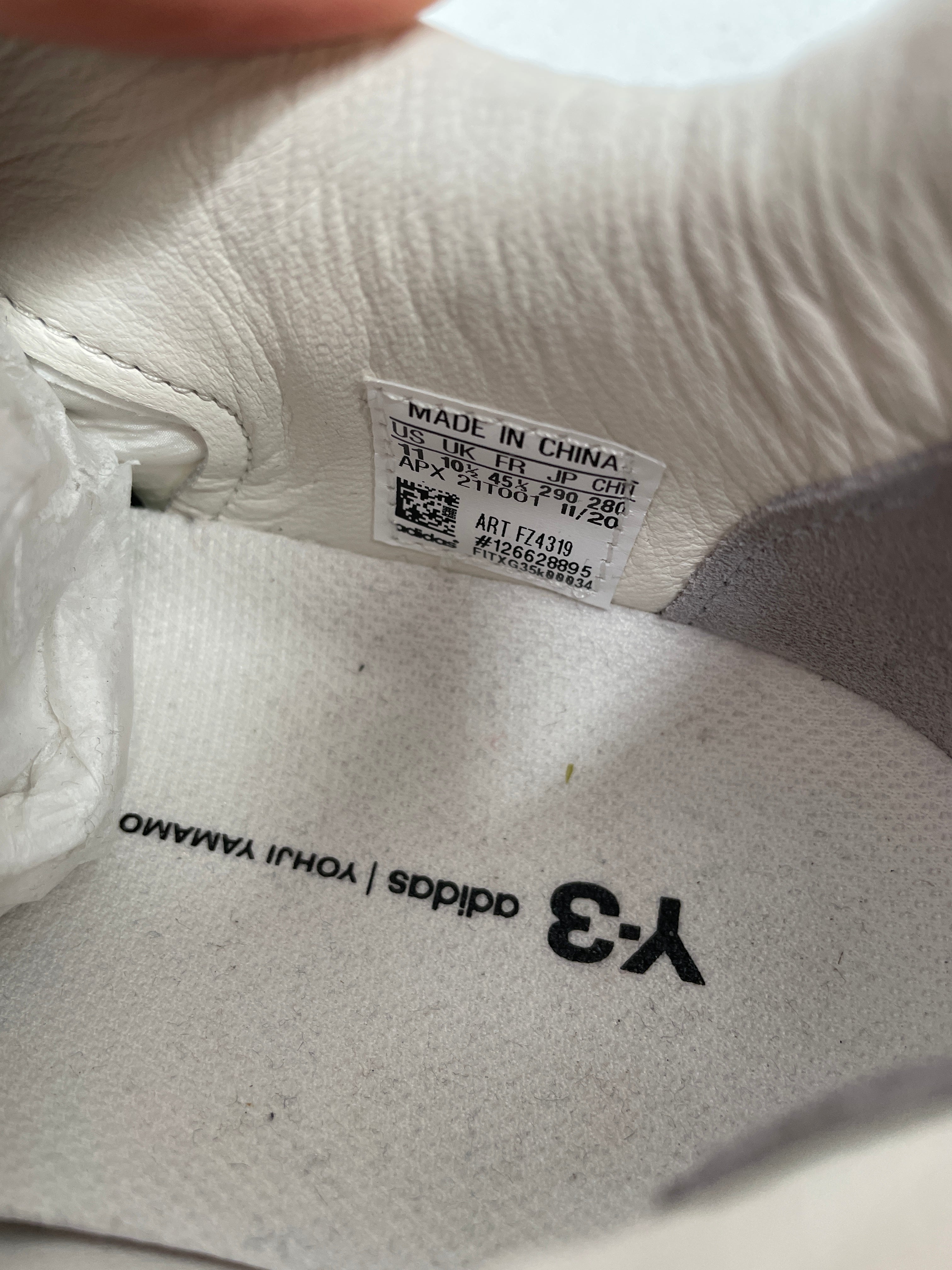 Y-3/Low-Sneakers/US 11/Leather/WHT/LEATHER TOE/EXAGGERATED HEEL view 4