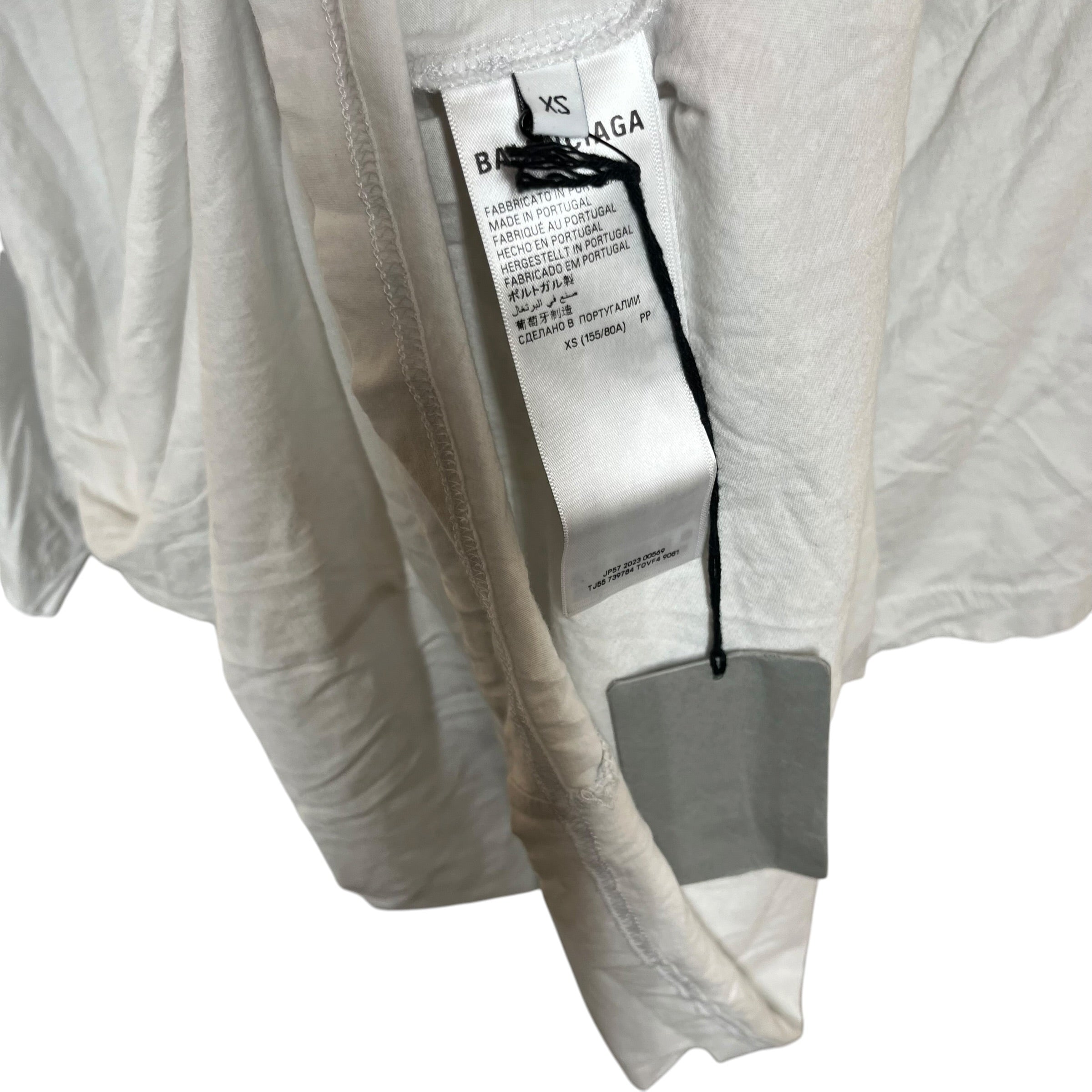 BALENCIAGA/T-Shirt/XS/Cotton/WHT/Collar embroidered view 4