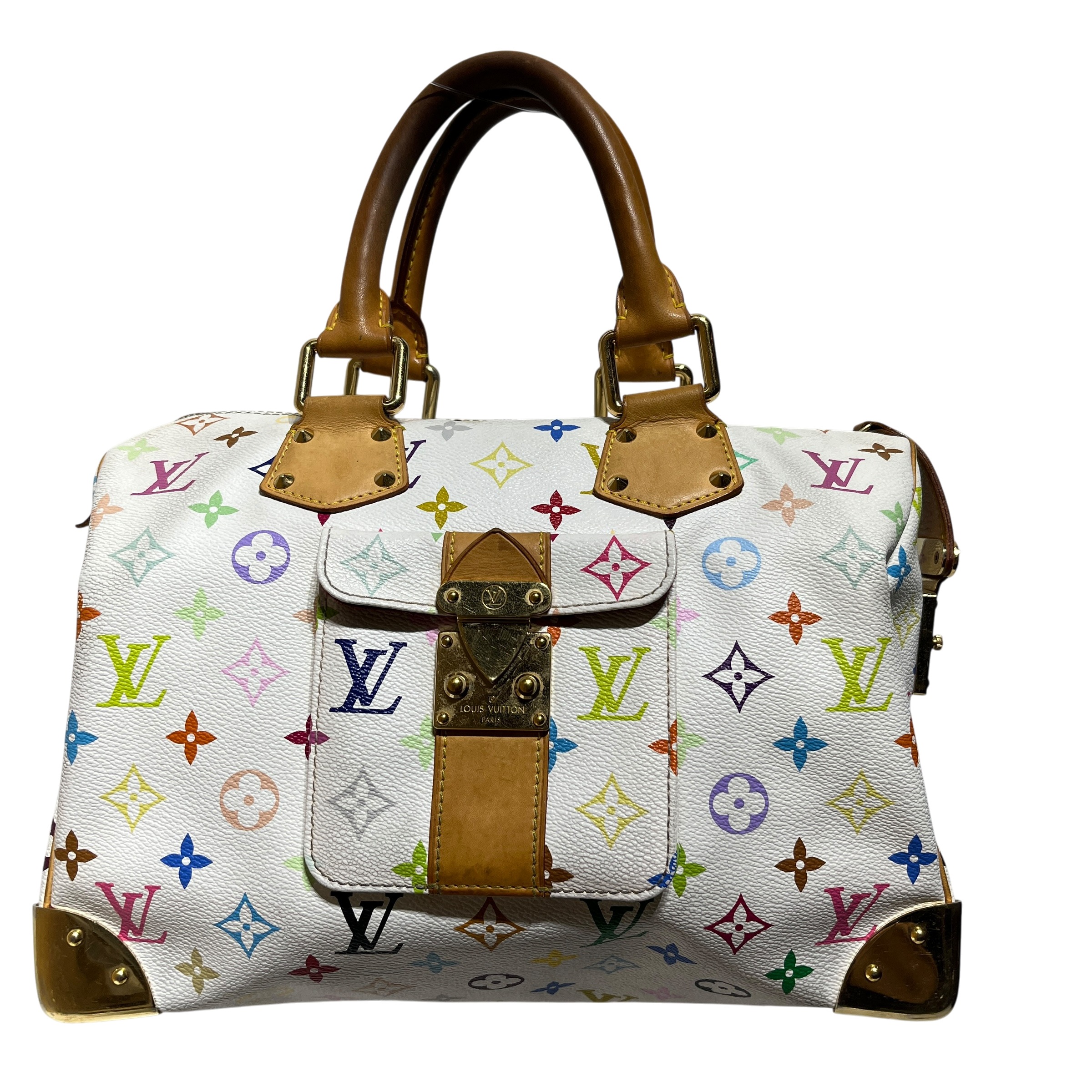 LOUIS VUITTON/Hand Bag/Leather/WHT/murakami bag view 1