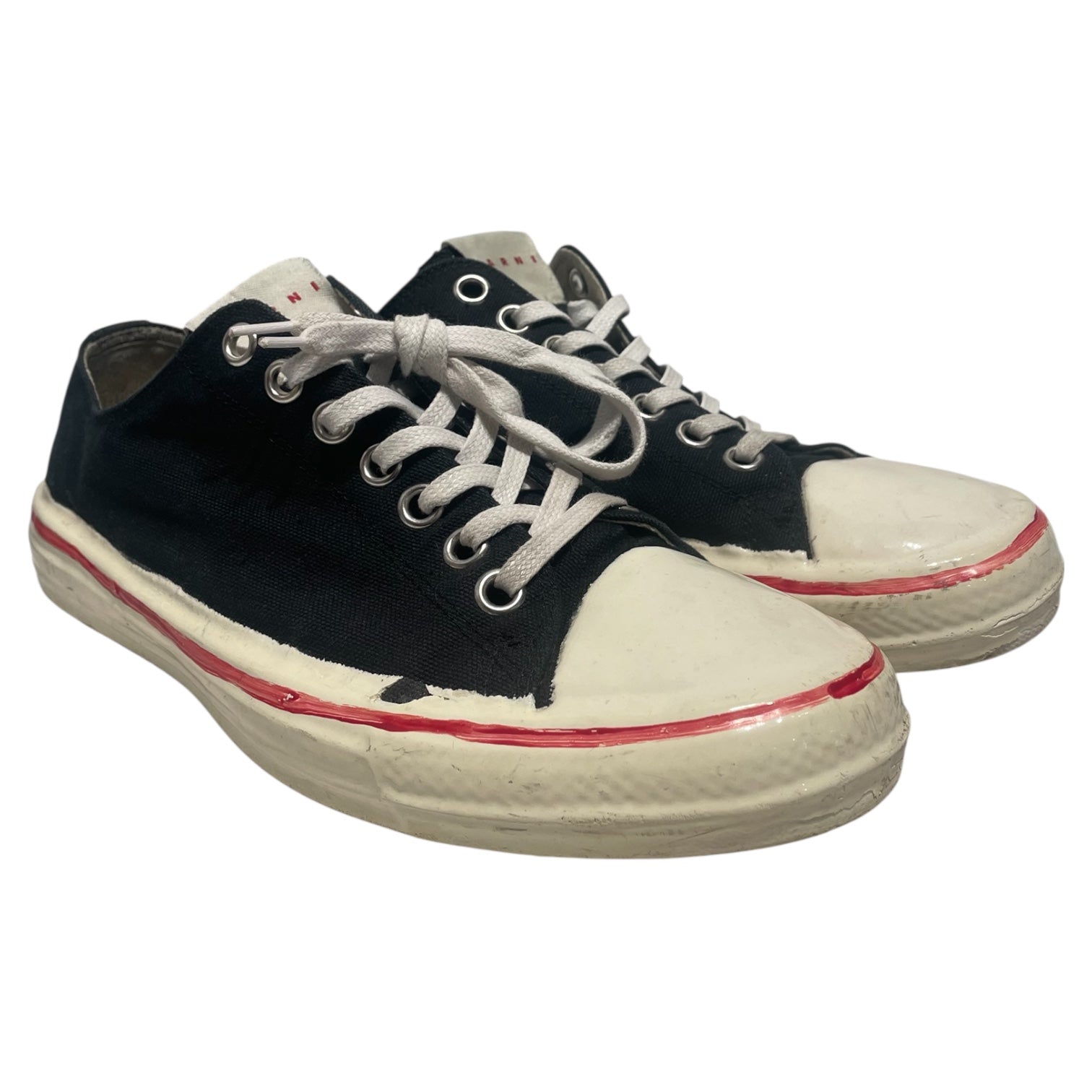 MARNI/Low-Sneakers/US 8/Cotton/BLK/red stripe view 1