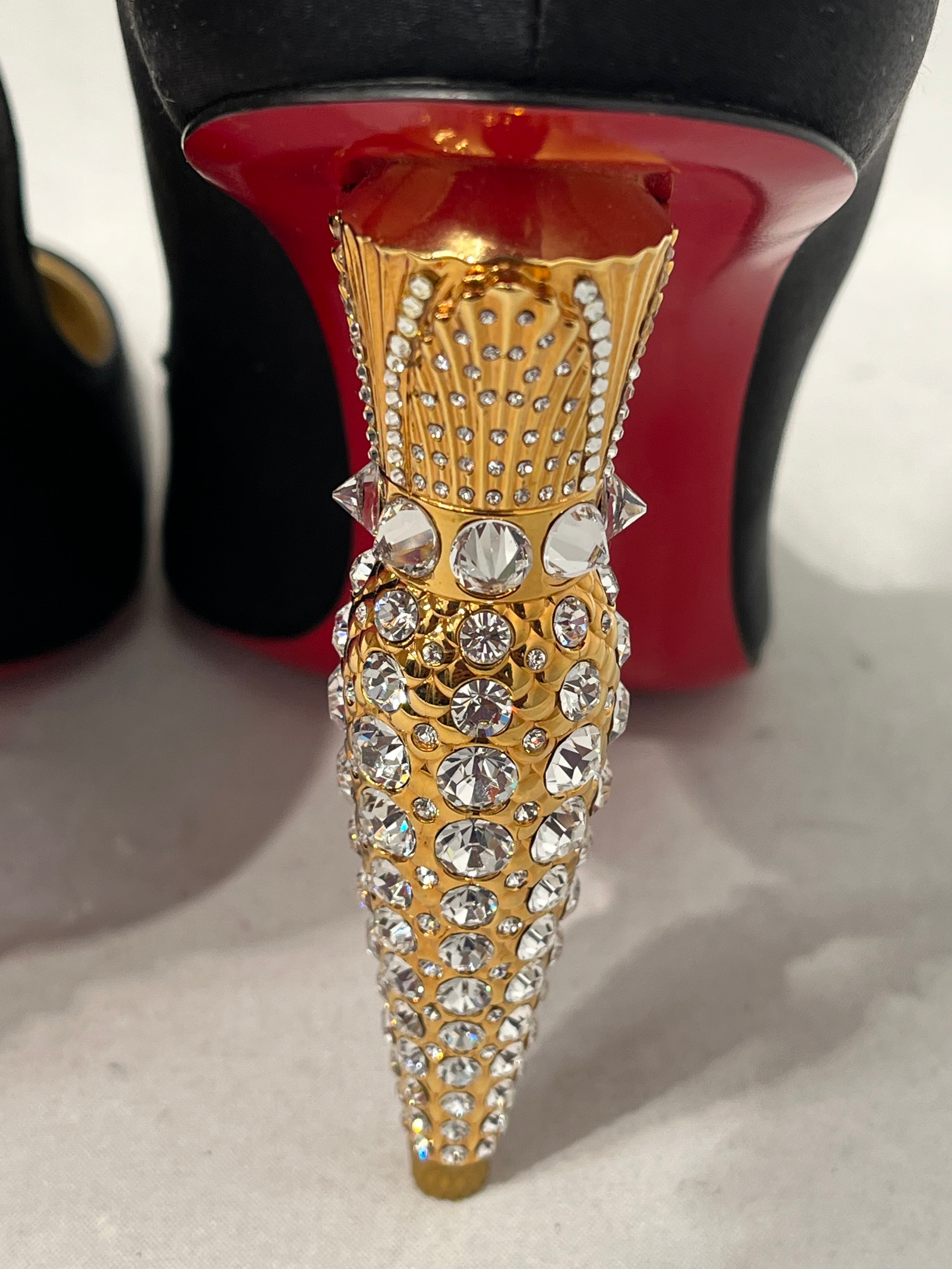 Christian Louboutin/Heels/EU 38/BLK/CRYSTAL HEEL view 5