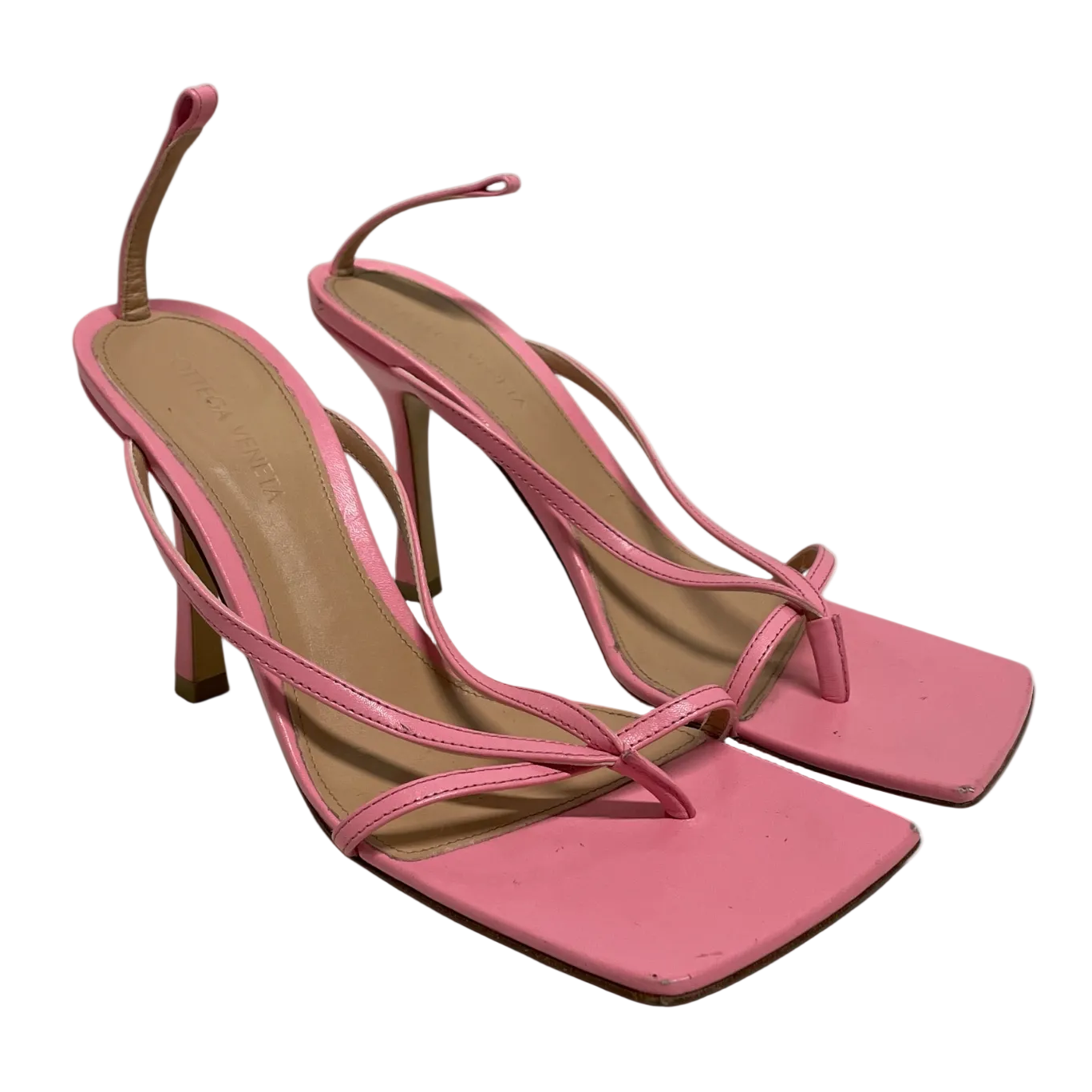BOTTEGA VENETA/Shoes/EU 38/Leather/PNK/thong sandal heel view 1