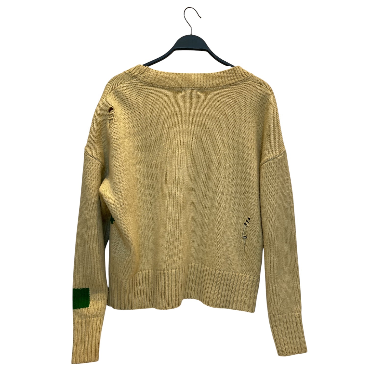 Vale/Cardigan/M/Cotton/BEG/grn print/distressed view 2