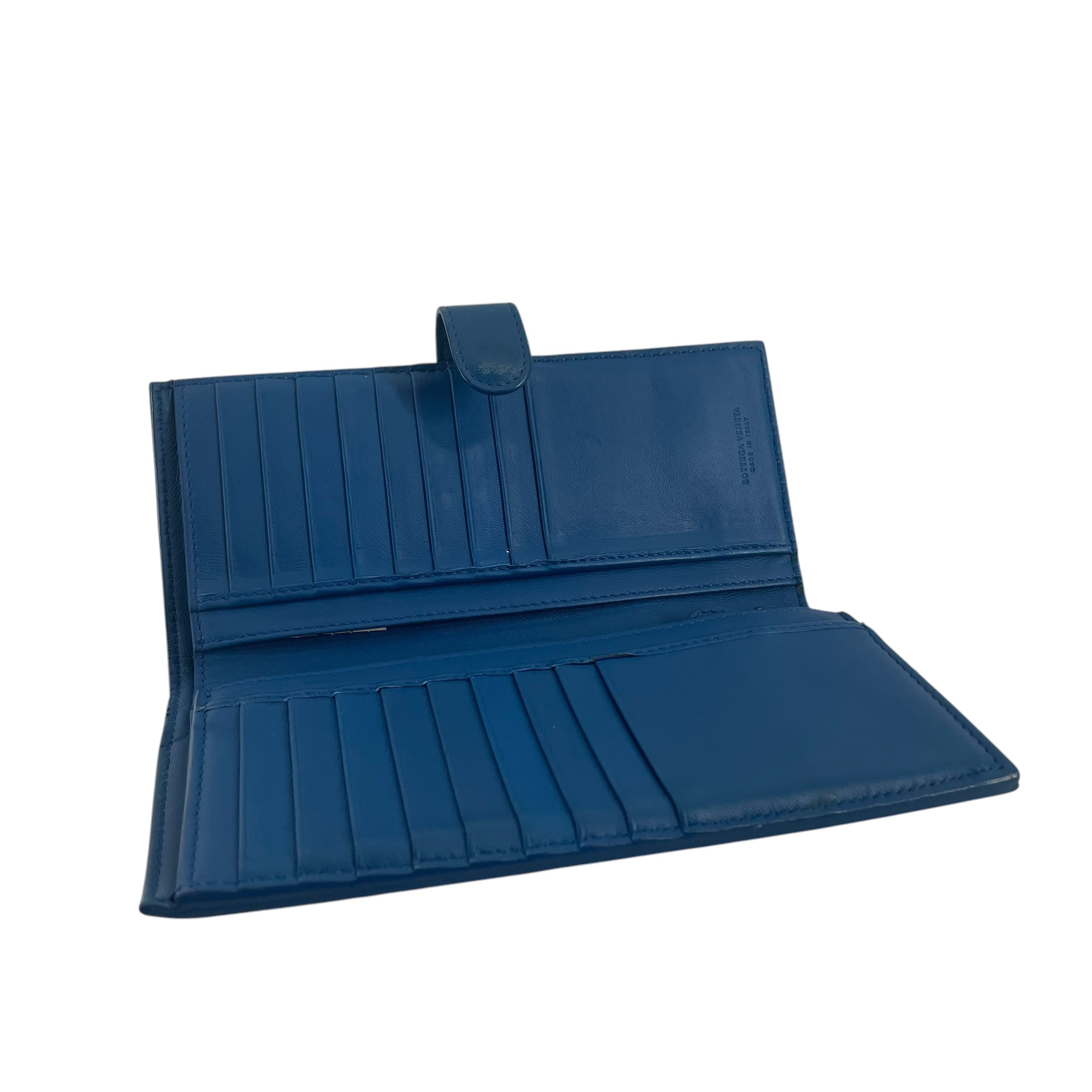 BOTTEGA VENETA/Long Wallet/Leather/BLU/FLAP OVER view 4