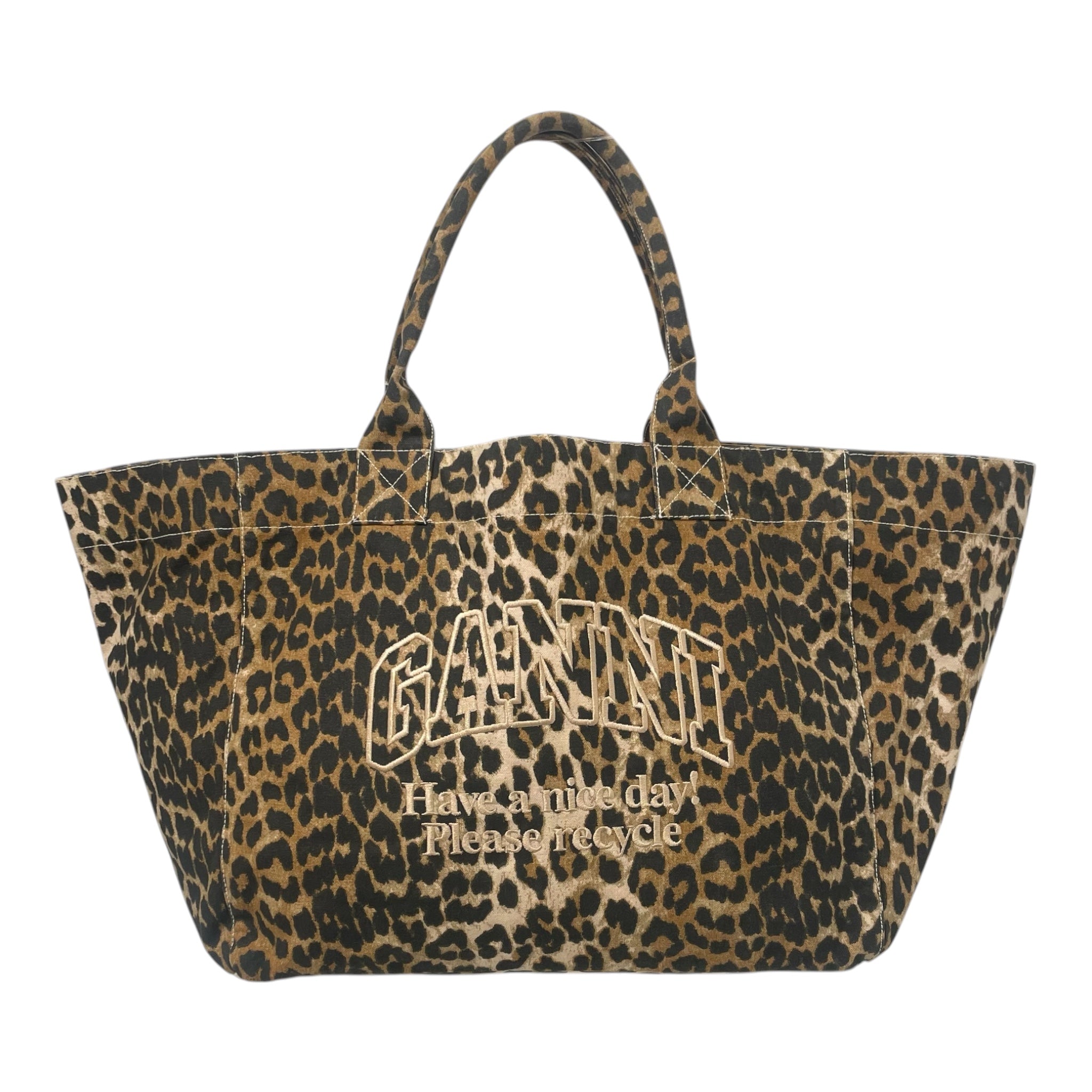 GANNI/Tote Bag/Leopard/Cotton/MLT/SAYS GANNI ON FRONT view 1