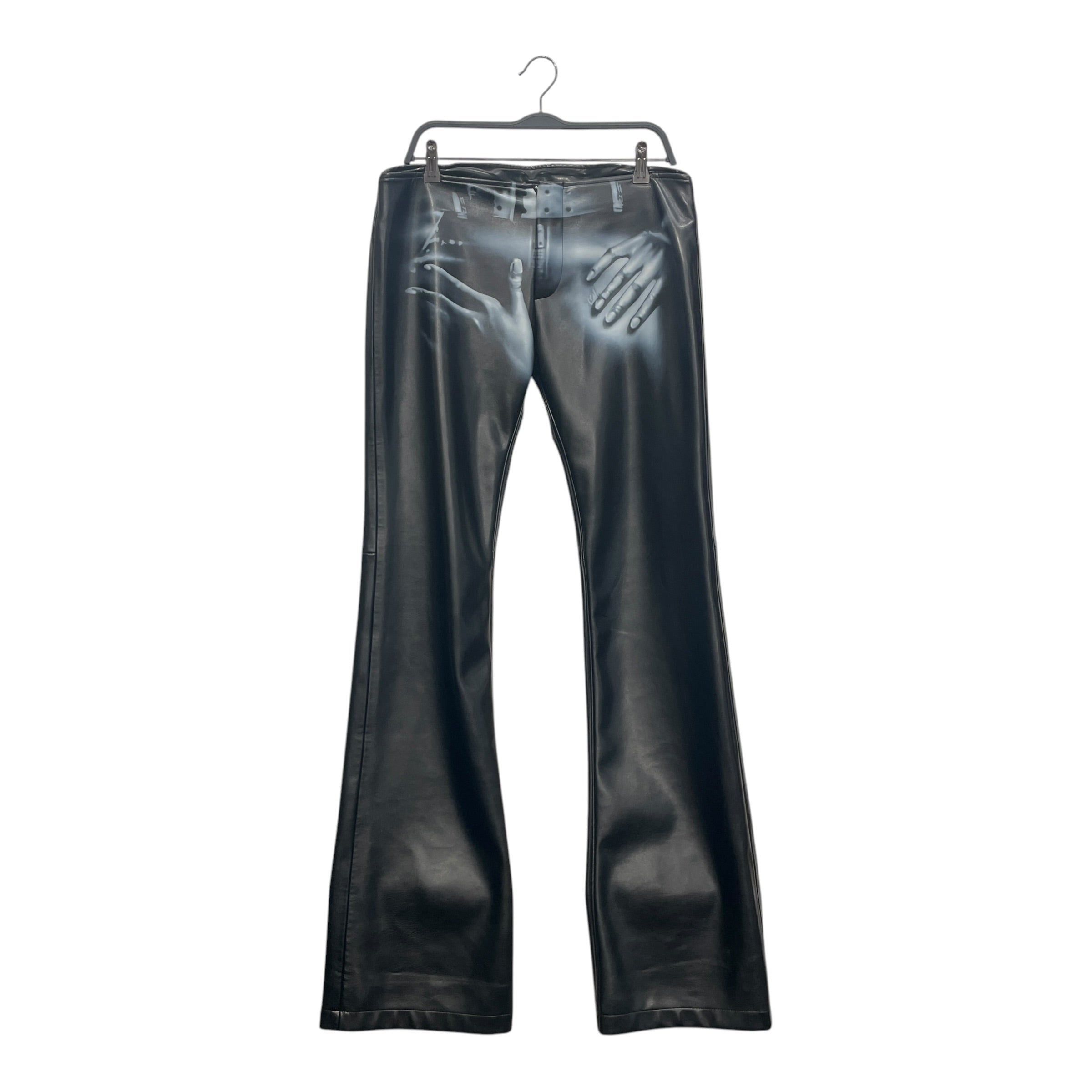 MOWALOLA/Straight Pants/30/Faux Leather/BLK/AIRBRUSHED GROPE view 1