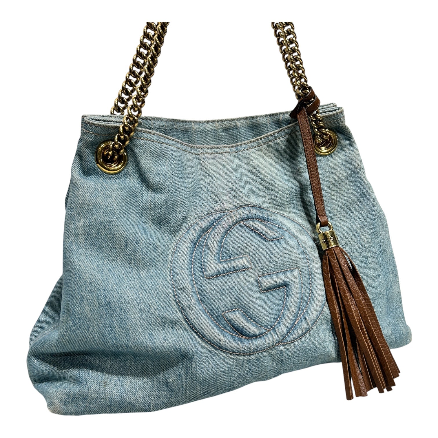 GUCCI/Hand Bag/Denim/BLU/Denim Handbag w Tassel view 6