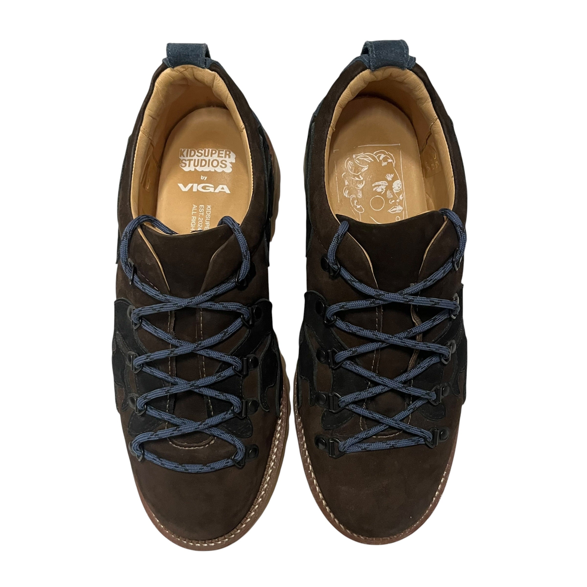 VIGA/KIDSUPER STUDIOS/Trekking Boots/US 10.5/Suede/BRW/eye cutout patchwork view 4