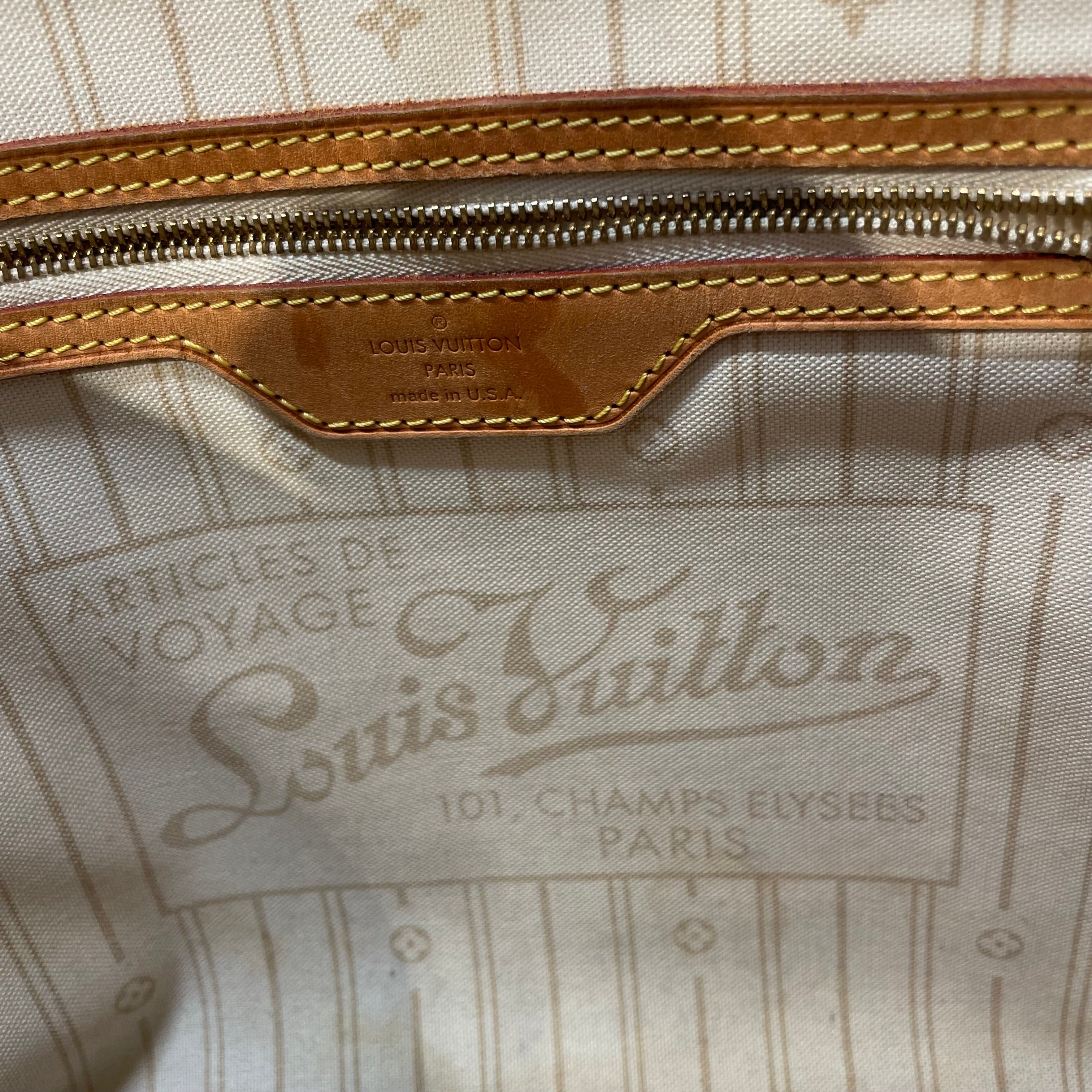LOUIS VUITTON/Tote Bag/Monogram/Leather/CRM/damier azur neverfull mm view 3