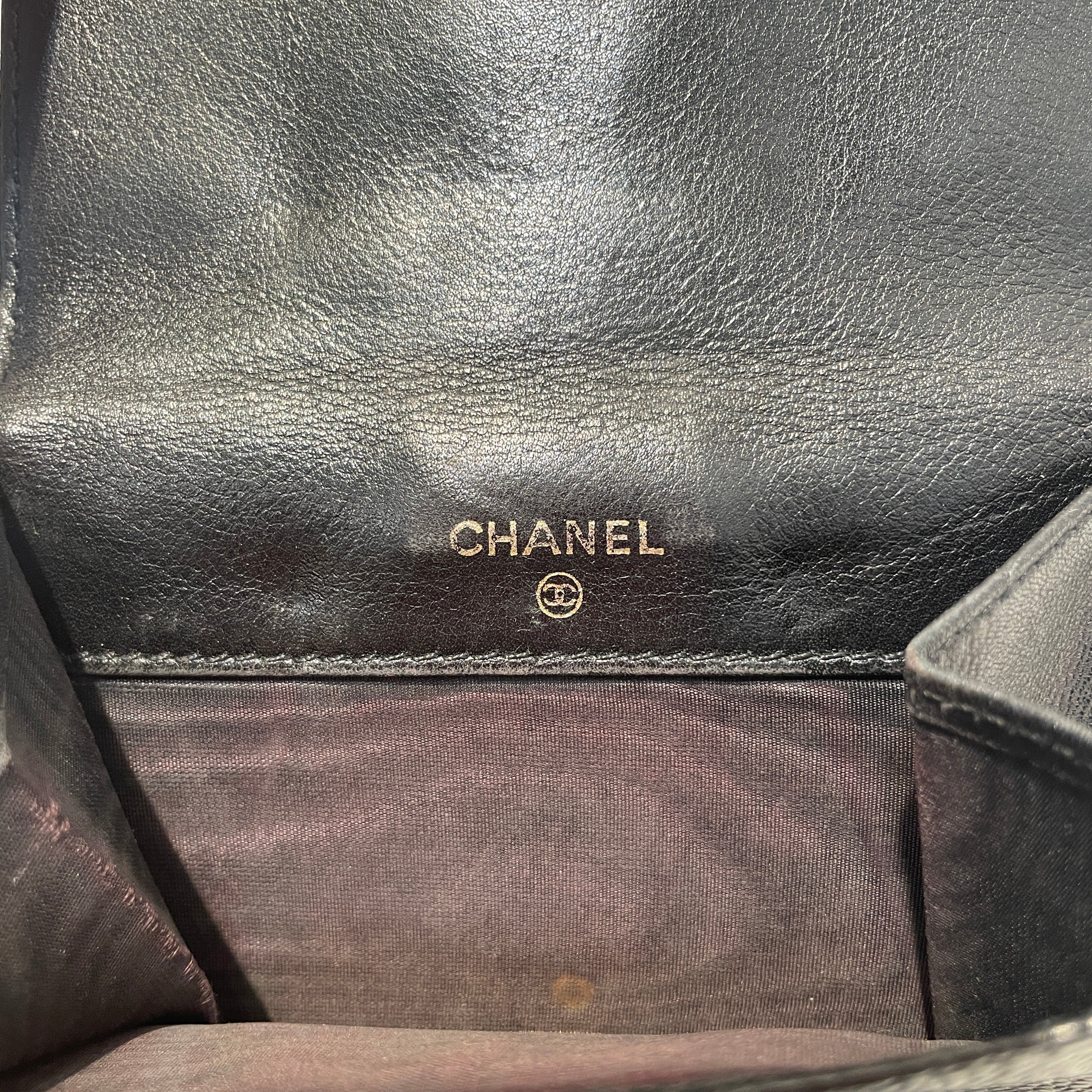 CHANEL/Trifold Wallet/Leather/BLK/L's/Cavier Double C Wallet view 5