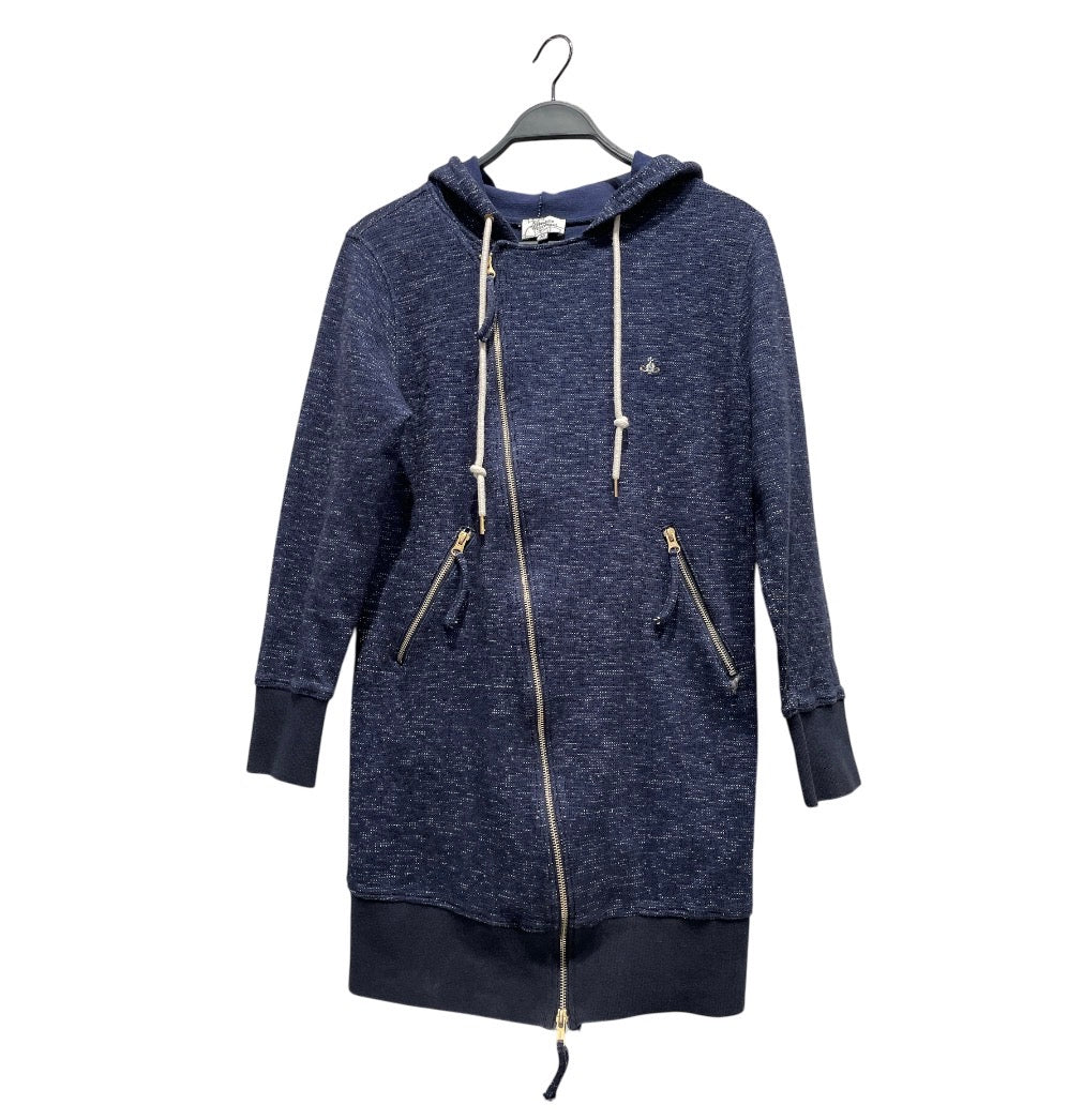 Vivienne Westwood MAN/Zip Up Hoodie/46/NVY/gold asymetric zipper view 1