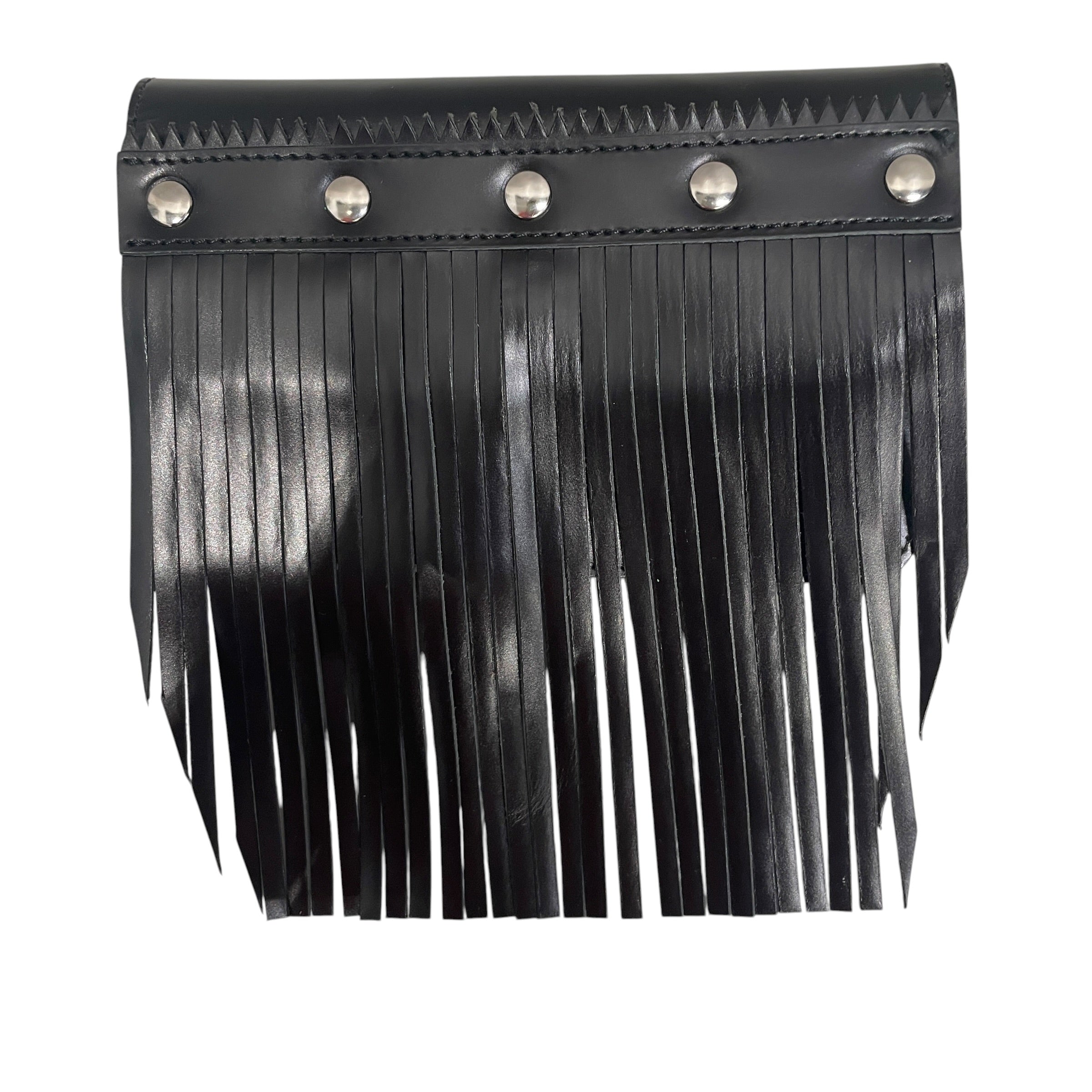 COMME des GARCONS/Wallet/Leather/BLK/FRINGE W SIL BUTTONS ON FRNT view 1