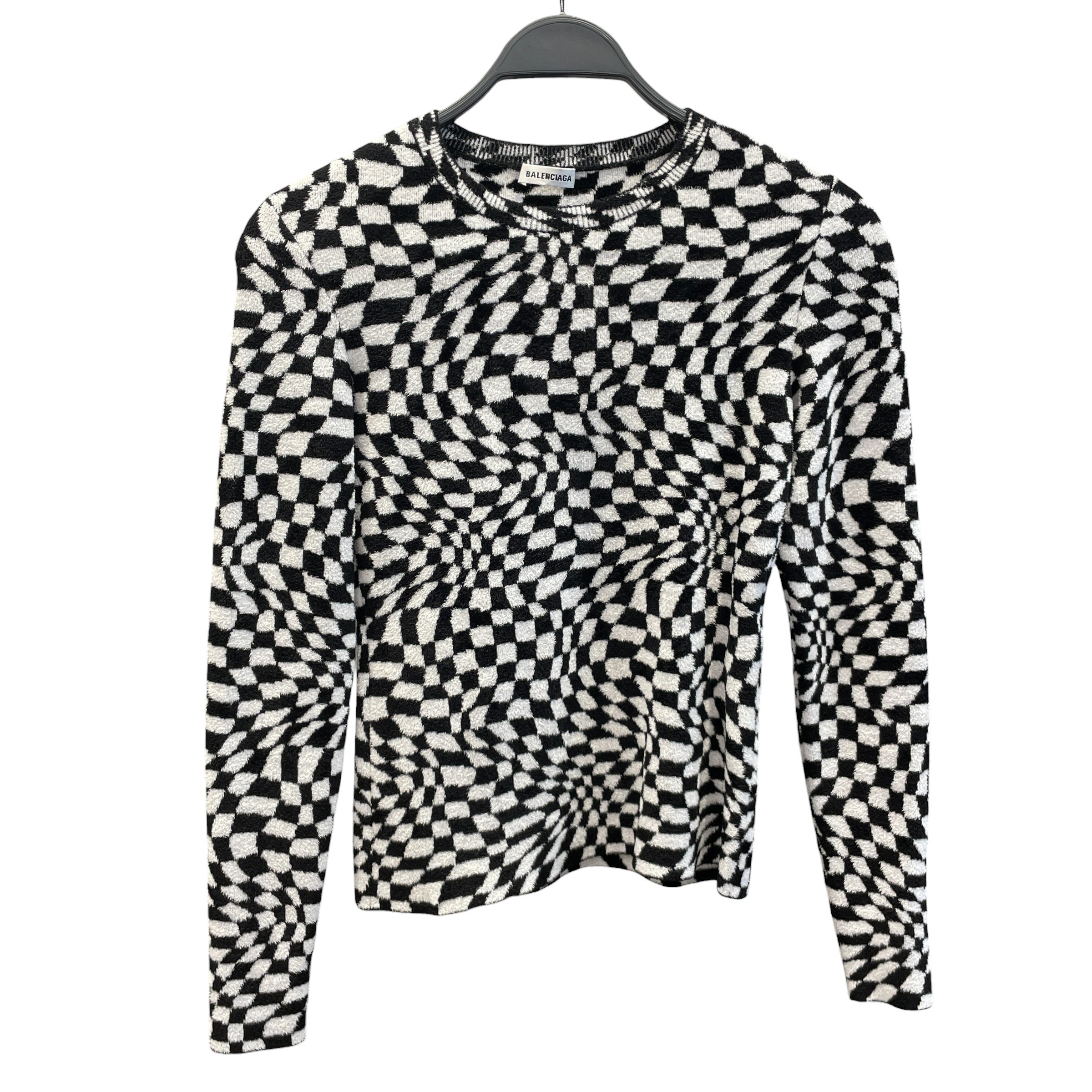 BALENCIAGA/Sweater/S/Hombre Check/Rayon/BLK/2018 WARPED CHECKERBOARD view 1