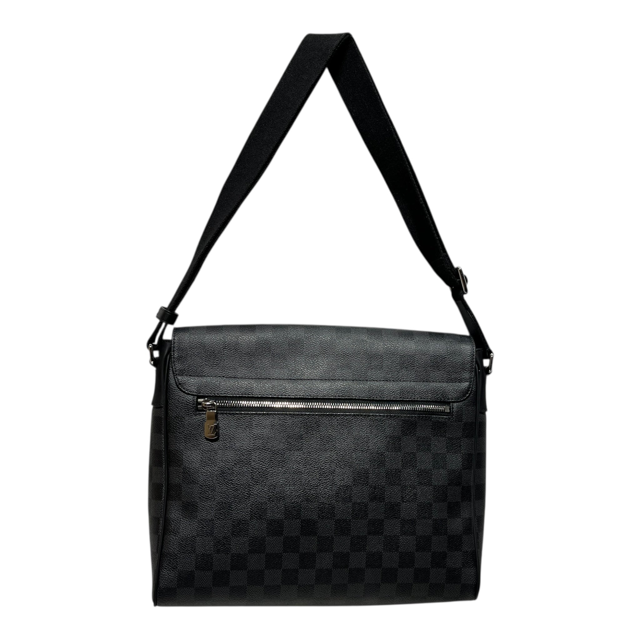 LOUIS VUITTON/Cross Body Bag/Glen Check/Leather/BLK/district messenger view 2