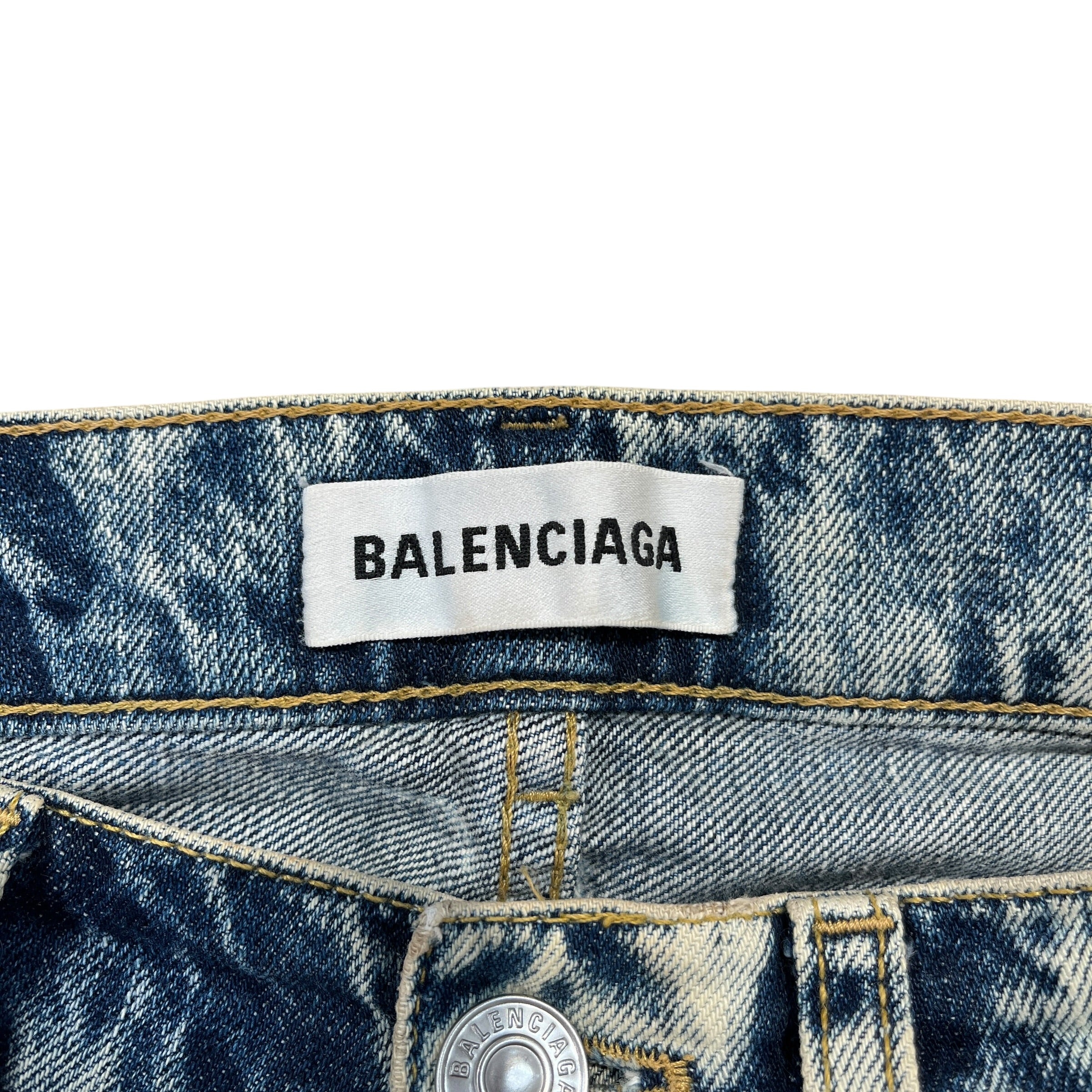 BALENCIAGA/Skinny Pants/27/Denim/BLU/Acid Wash Jeans view 3