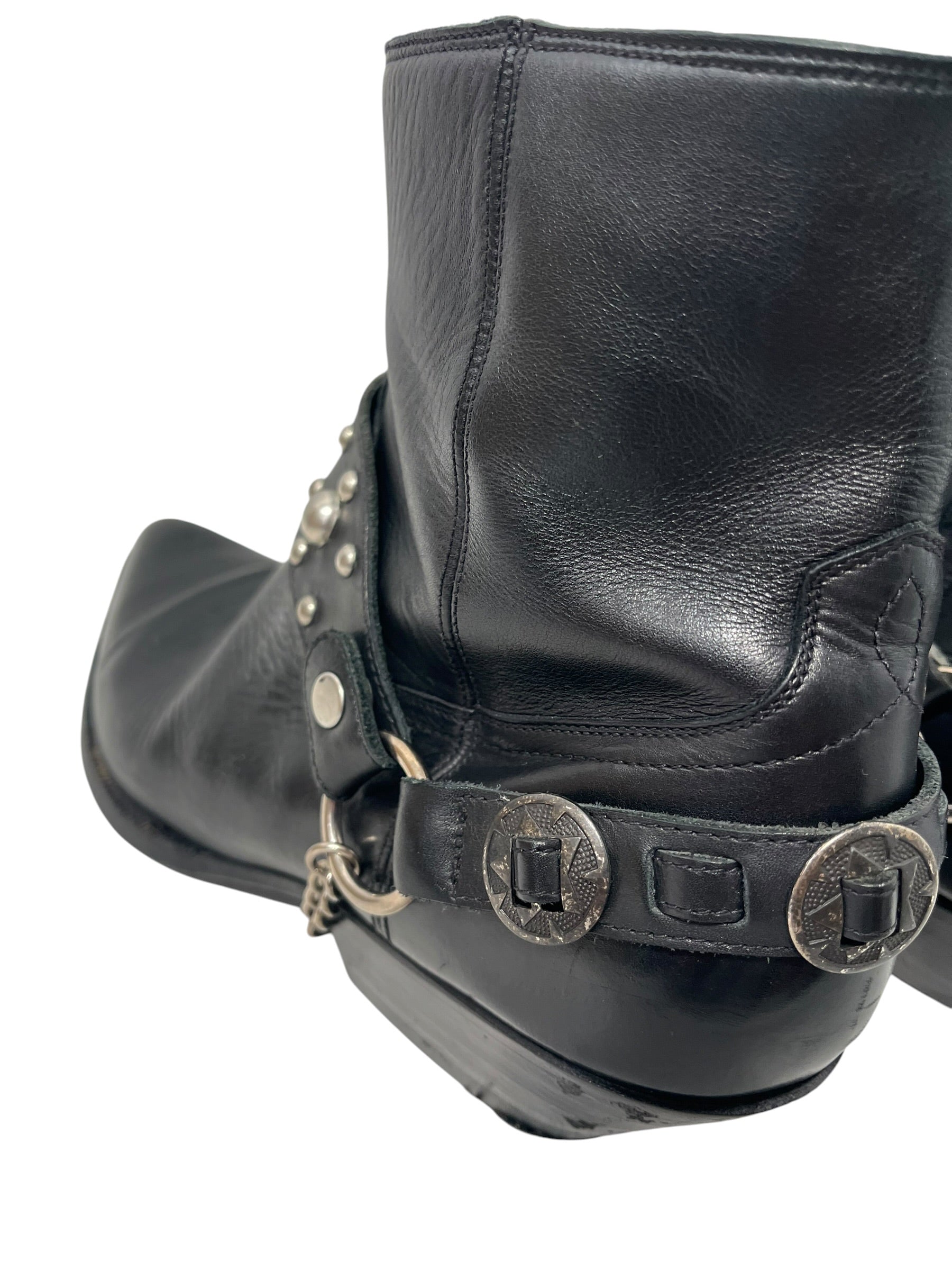 SAINT LAURENT/Boots/EU 42.5/Leather/BLK/SANTIAG SILVER HARNESS BOOTS view 6
