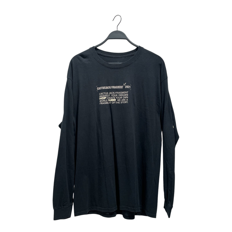 TRAVIS SCOTT/FRAGMENT DESIGN/LS T-Shirt/L/Cotton/BLK/All Over Print/2021 Collab