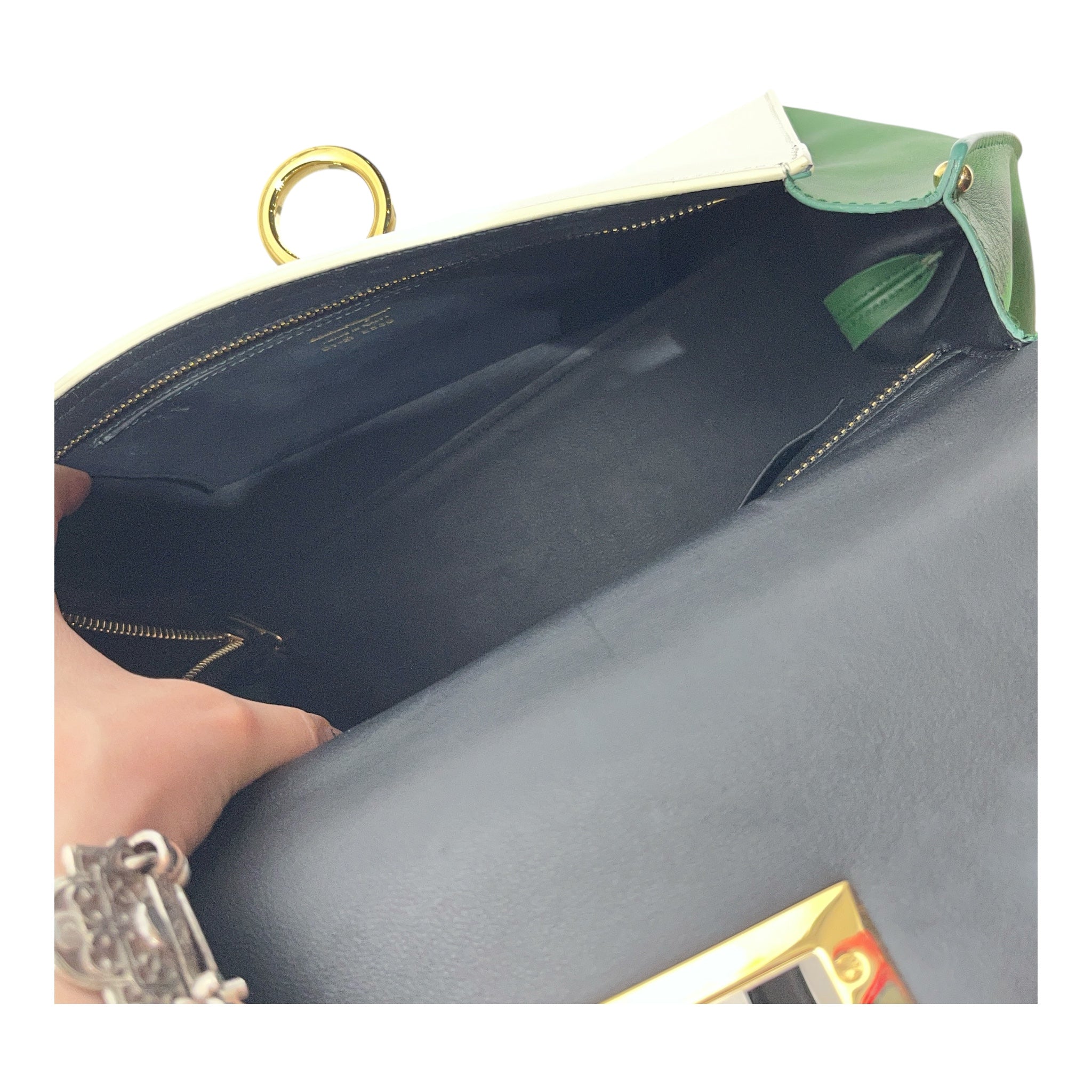 Salvatore Ferragamo/Hand Bag/Leather/WHT/Sofie Satchel Tri-Color GRN view 11