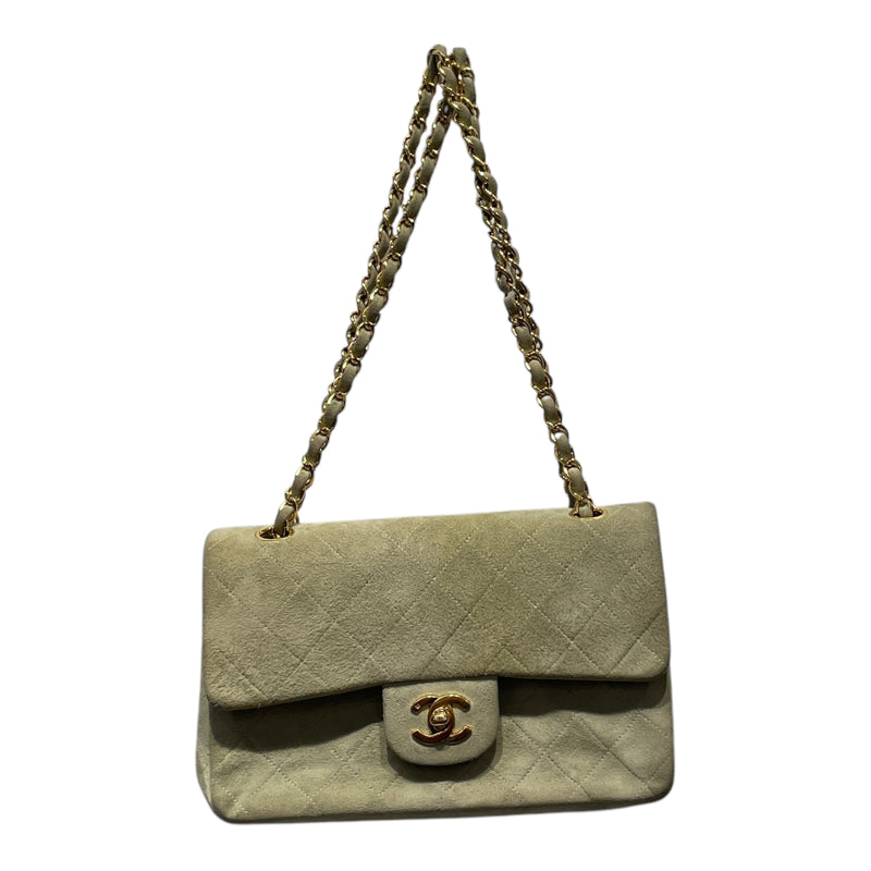 CHANEL/Hand Bag/Suede/GRN/VINTAGE DOUBLE FLAP