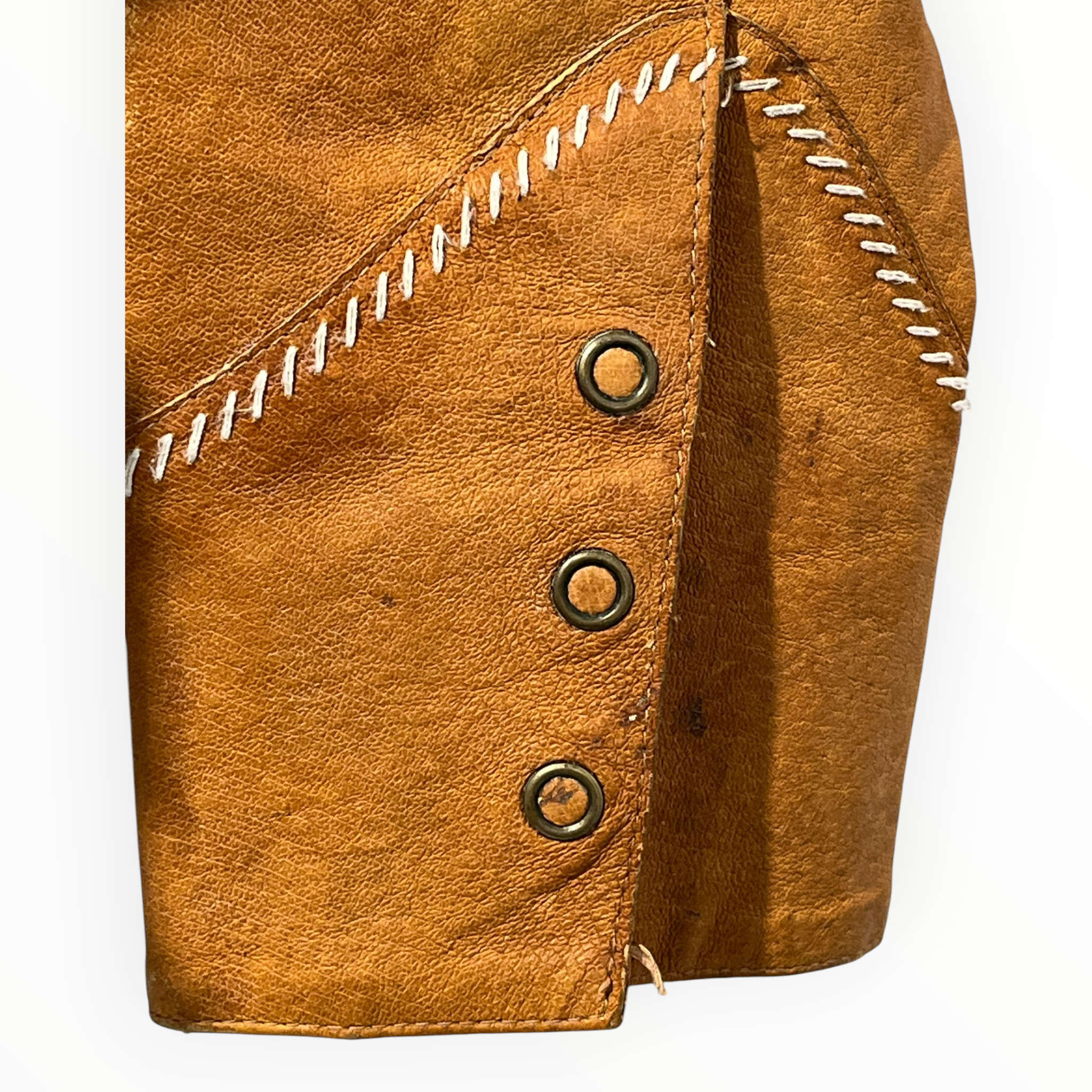 MIU MIU/Blouse/42/Leather/BRW/WESTERNSNAP BUTTON WHITESTITCH view 3